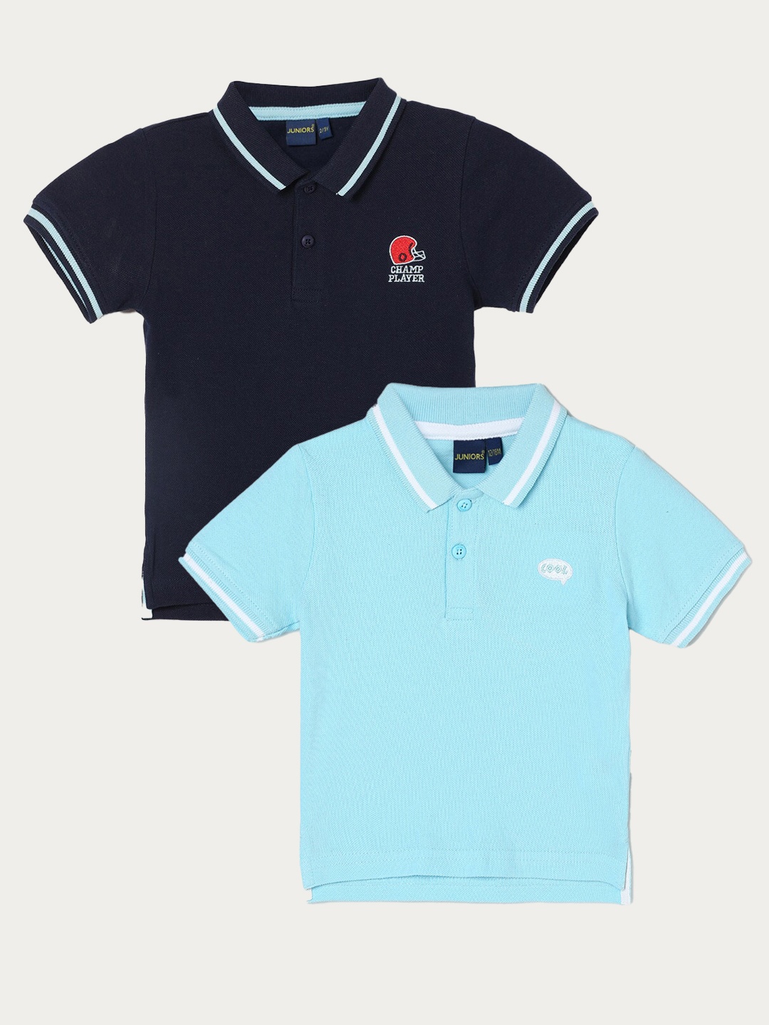 

Juniors by Lifestyle Boys Pack Of 2 Polo Collar Short Sleeves Cotton T-shirts, Blue