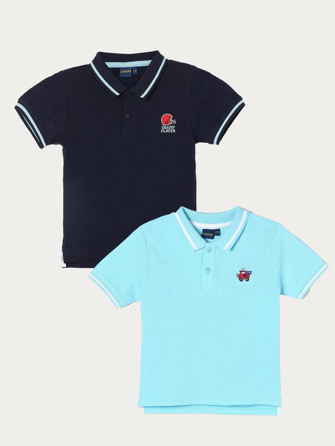 

Juniors by Lifestyle Boys Pack Of 2 Polo Collar Short Sleeves Cotton T-shirts, Blue