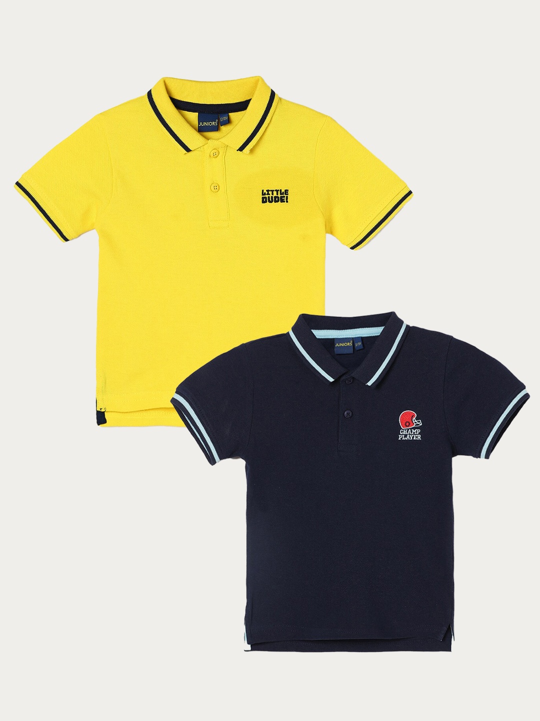 

Juniors by Lifestyle Boys Pack Of 2 Polo Collar Short Sleeves Cotton T-shirts, Blue