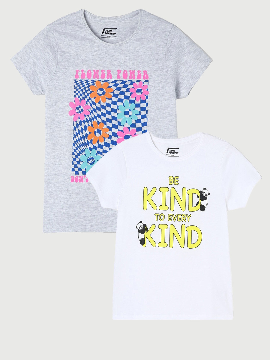 

Fame Forever by Lifestyle Girls Pack Of 2 Printed Pure Cotton T-Shirt, White