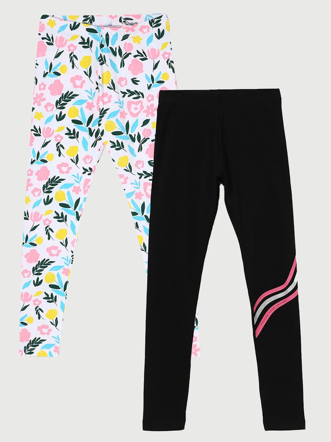 

Fame Forever by Lifestyle Girls Pack Of 2 Printed Leggings, Black