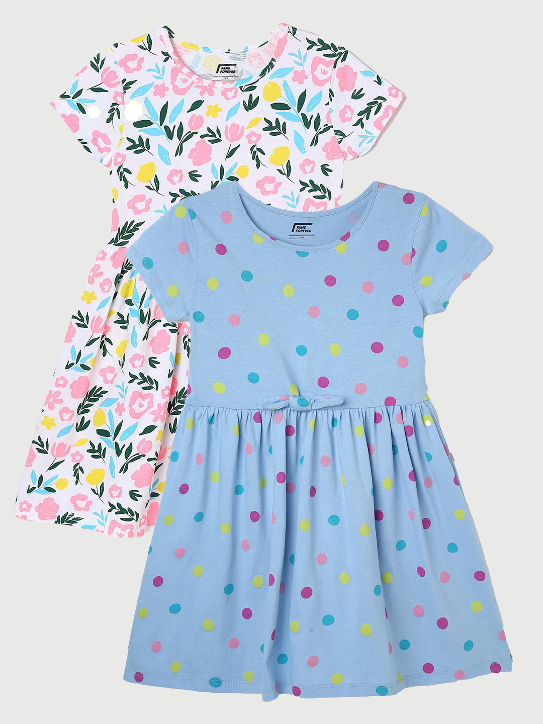 

Fame Forever by Lifestyle Girls Pack Of 2 Printed Cotton Dresses, Blue