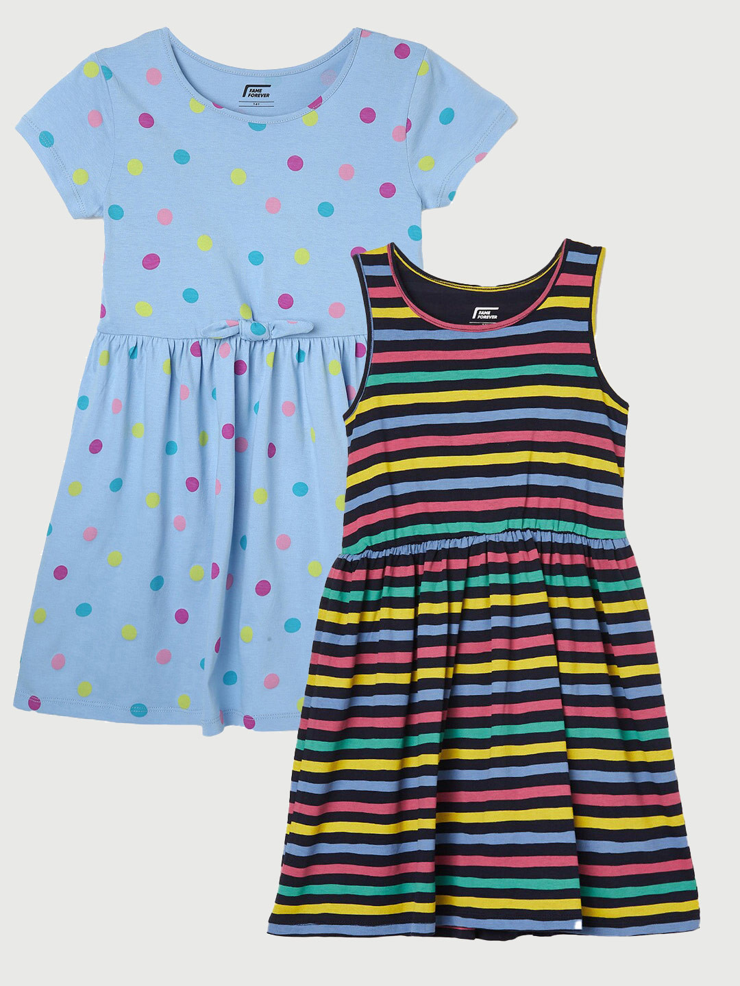 

Fame Forever by Lifestyle Girls Pack Of 2 Printed Cotton Dresses, Navy blue