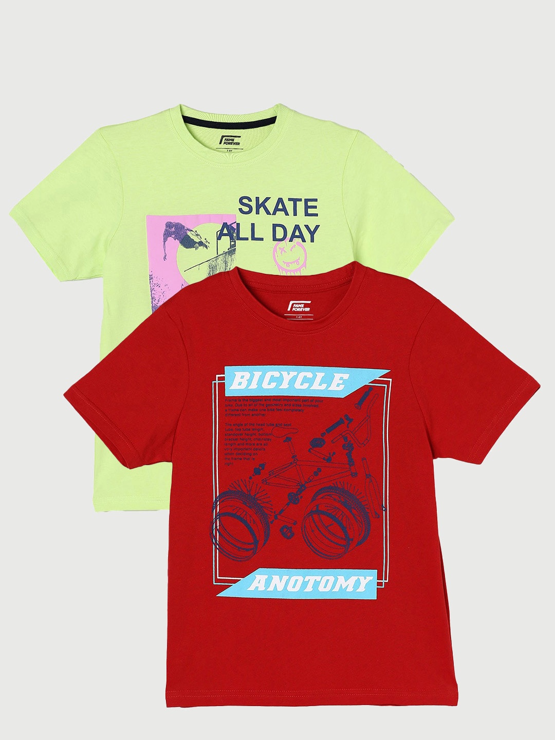 

Fame Forever by Lifestyle Boys Pack Of 2 Printed Cotton T-Shirt, Red