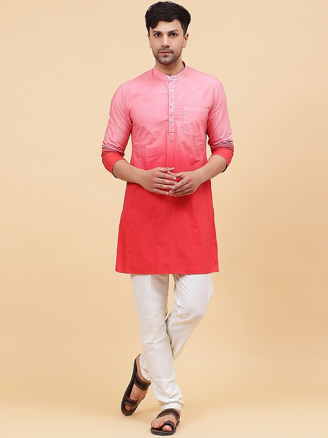 

See Designs Ombre Dyed Regular Pure Cotton Kurta With Pyjamas, Pink