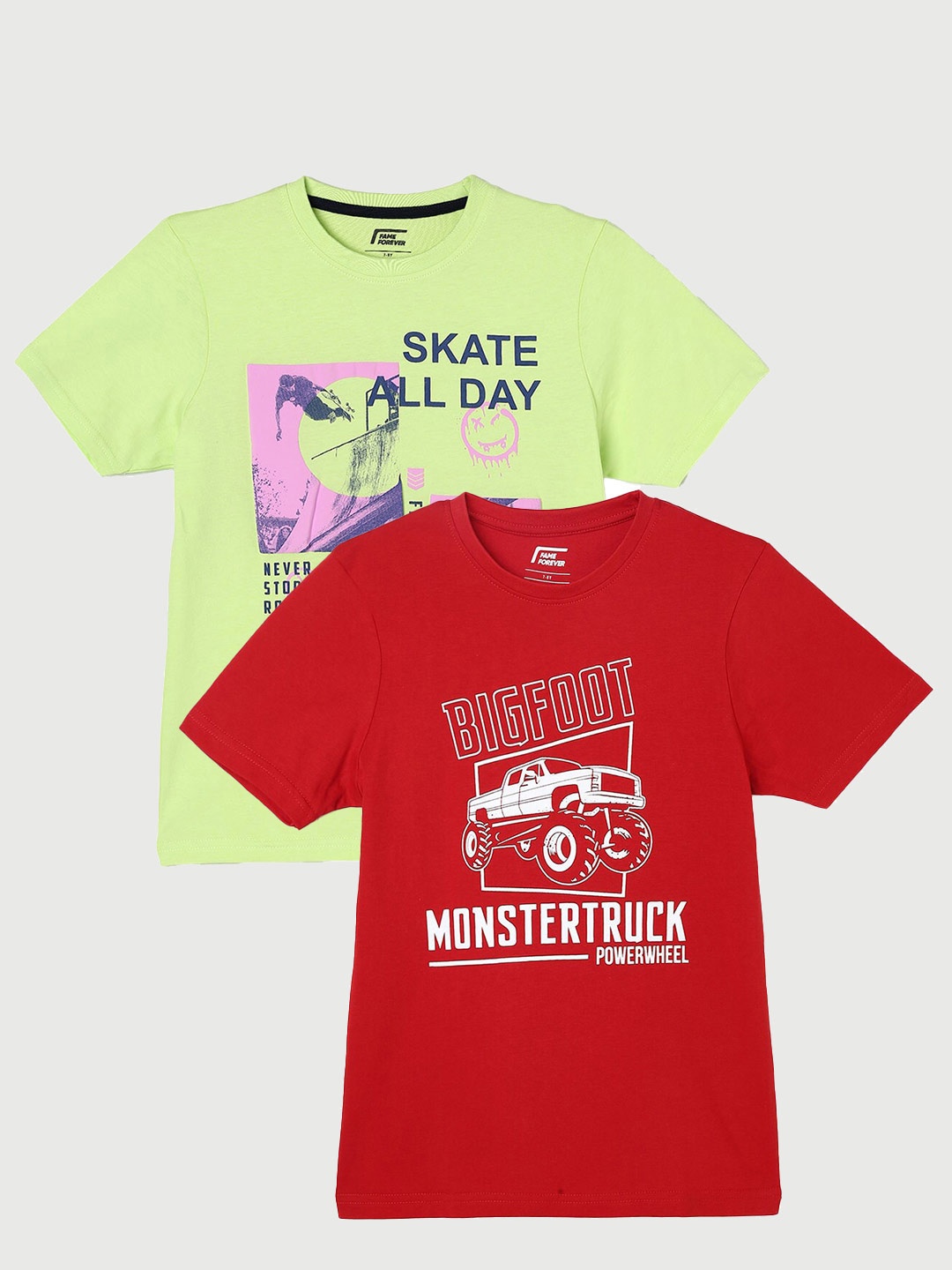 

Fame Forever by Lifestyle Boys Pack Of 2 Printed Cotton T-Shirt, Red