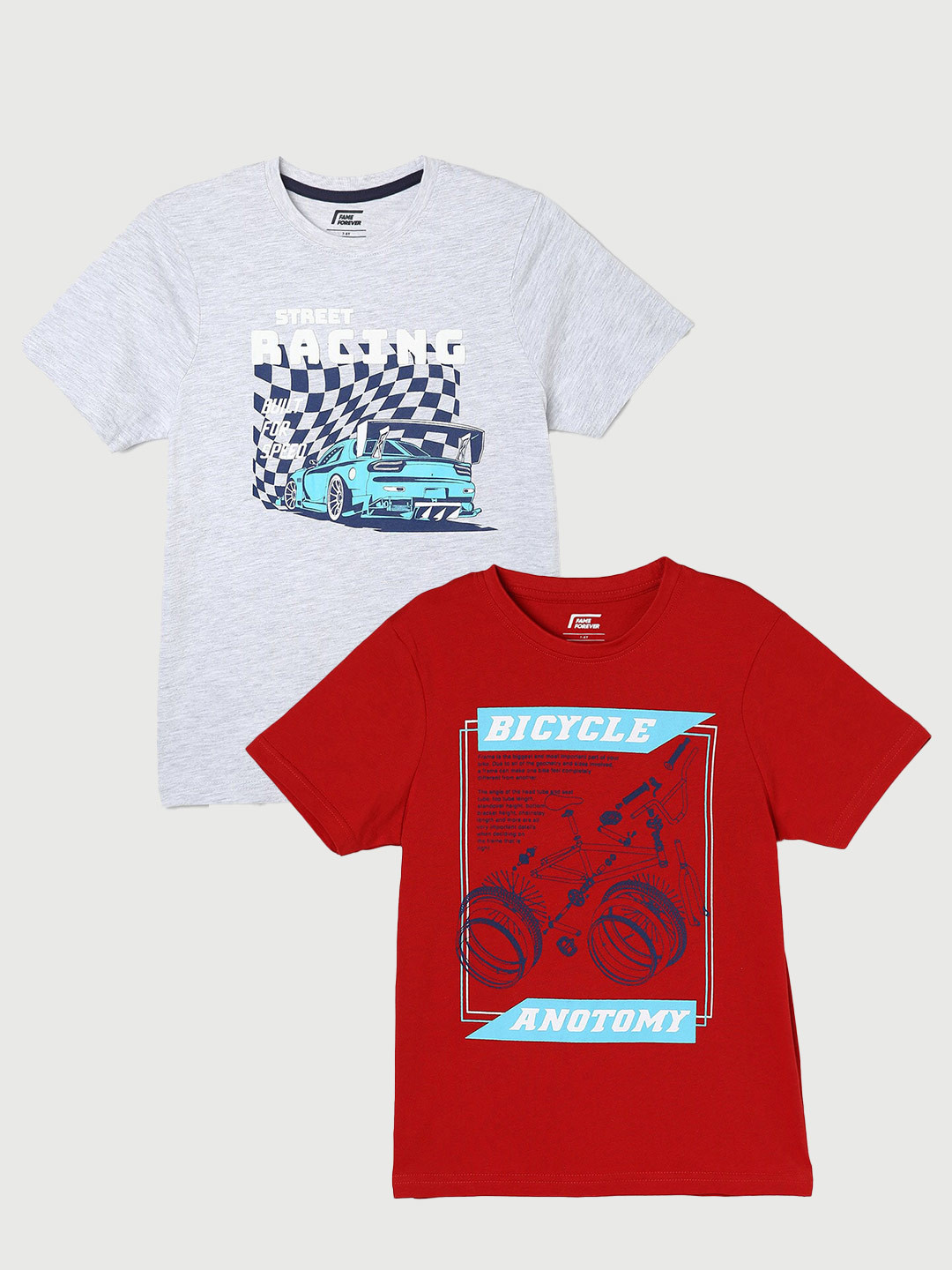 

Fame Forever by Lifestyle Boys Pack Of 2 Printed Cotton T-Shirt, Red