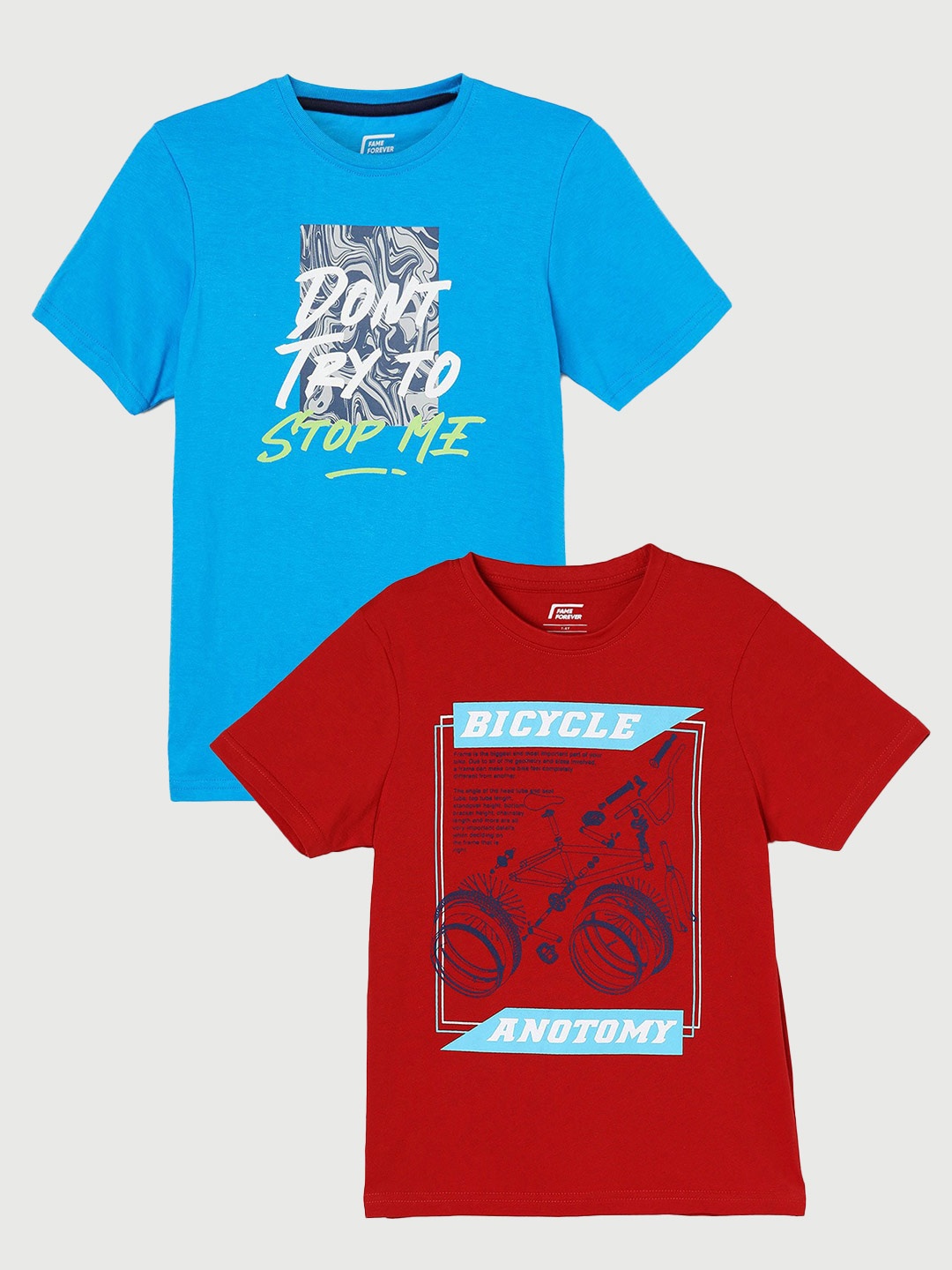 

Fame Forever by Lifestyle Boys Pack Of 2 Printed Cotton T-Shirt, Red