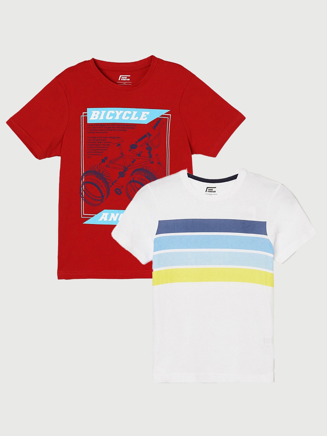 

Fame Forever by Lifestyle Boys Pack Of 2 Printed Cotton T-Shirt, White