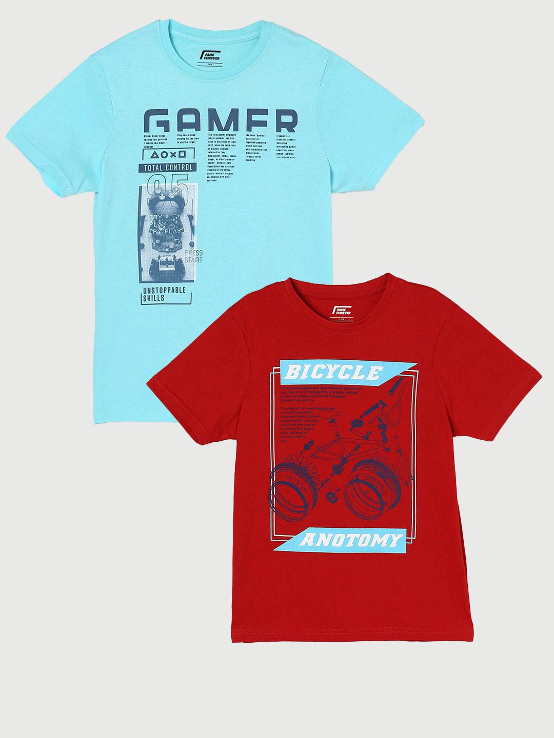 

Fame Forever by Lifestyle Boys Pack Of 2 Printed Cotton T-Shirt, Red
