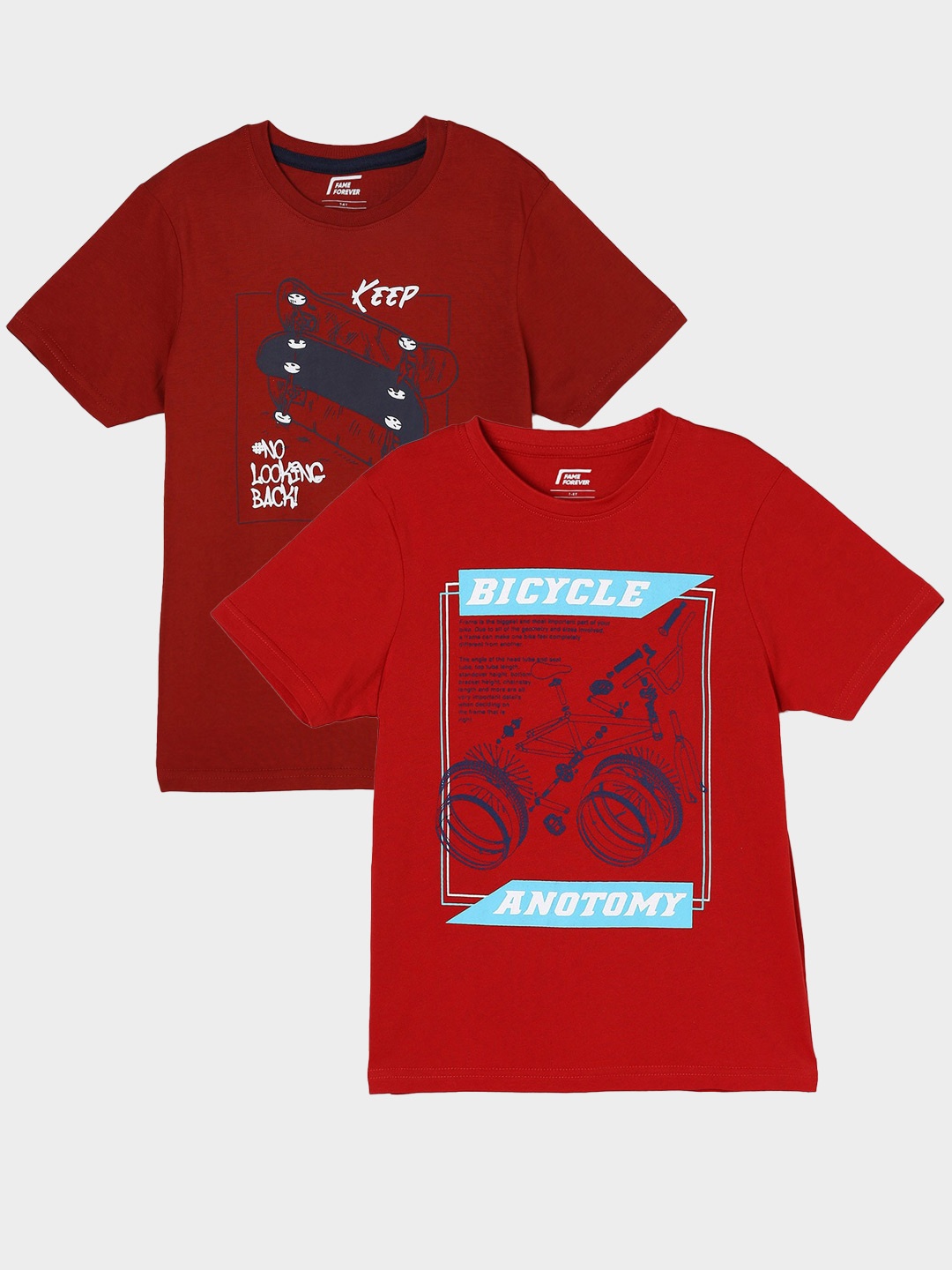 

Fame Forever by Lifestyle Boys Pack Of 2 Printed Cotton T-Shirt, Red