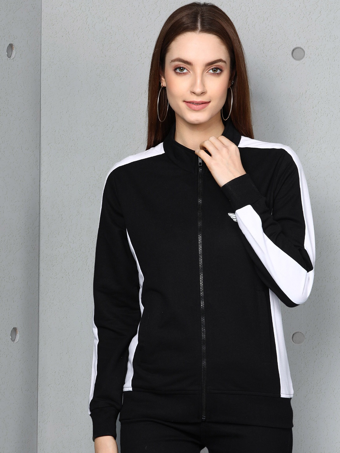 

Metronaut Front-Open Colorblocked Sweatshirt, Black