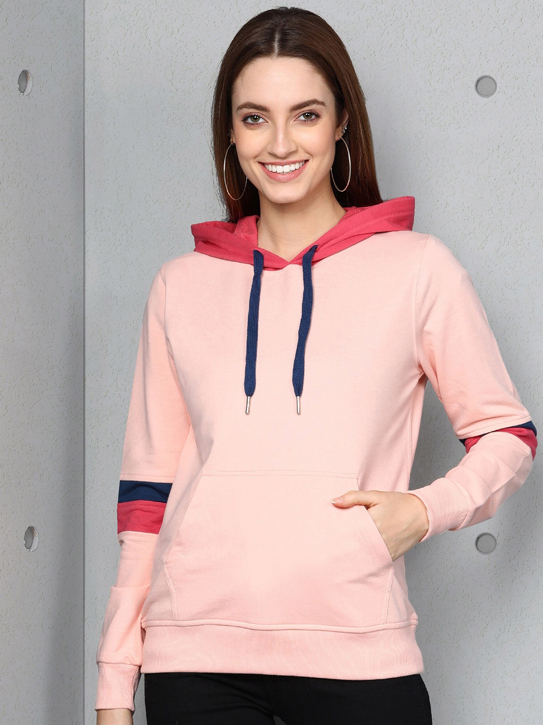 

Metronaut Hooded Full Sleeves Sweatshirt, Pink