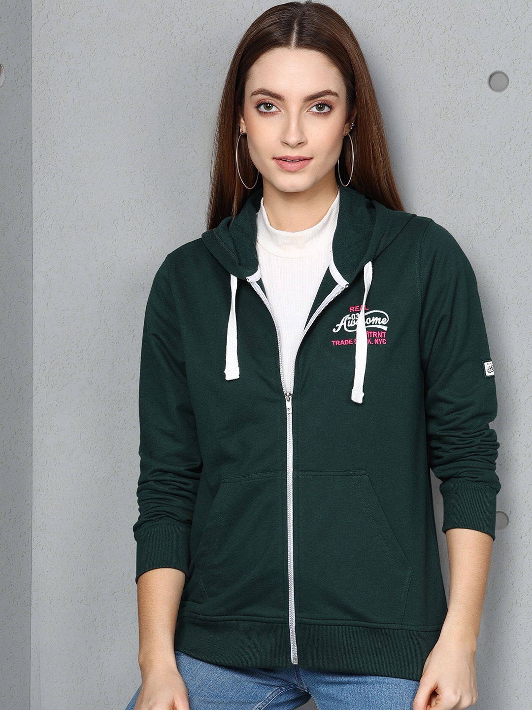 

Metronaut Hooded Embroidered Sweatshirt, Green