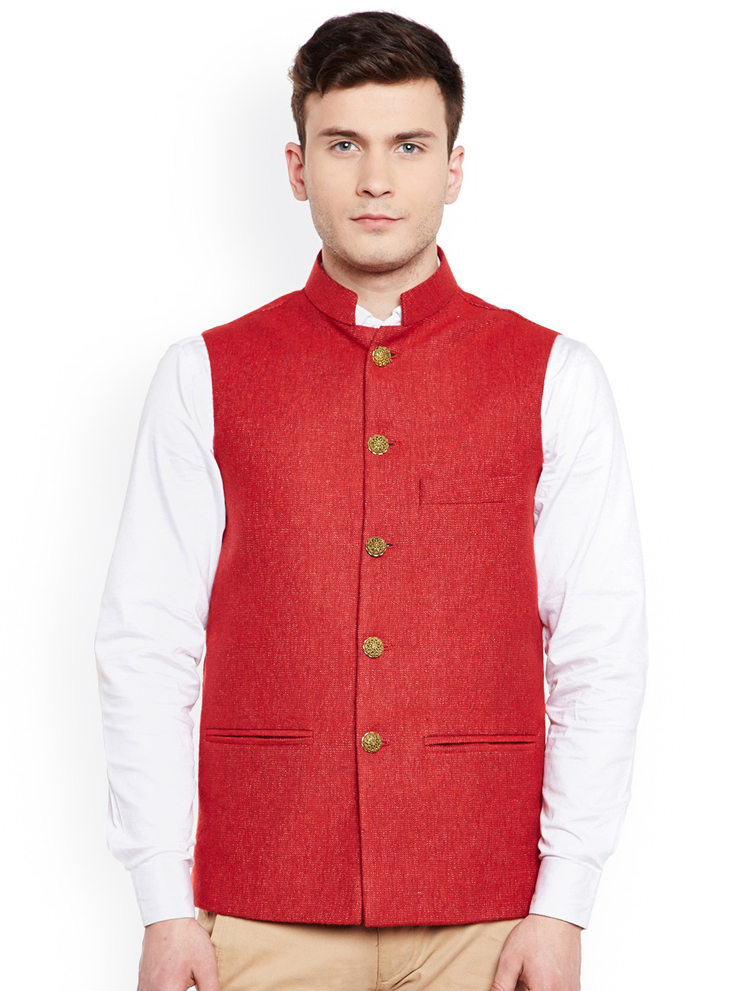 

Wintage Men Red Nehru Jacket