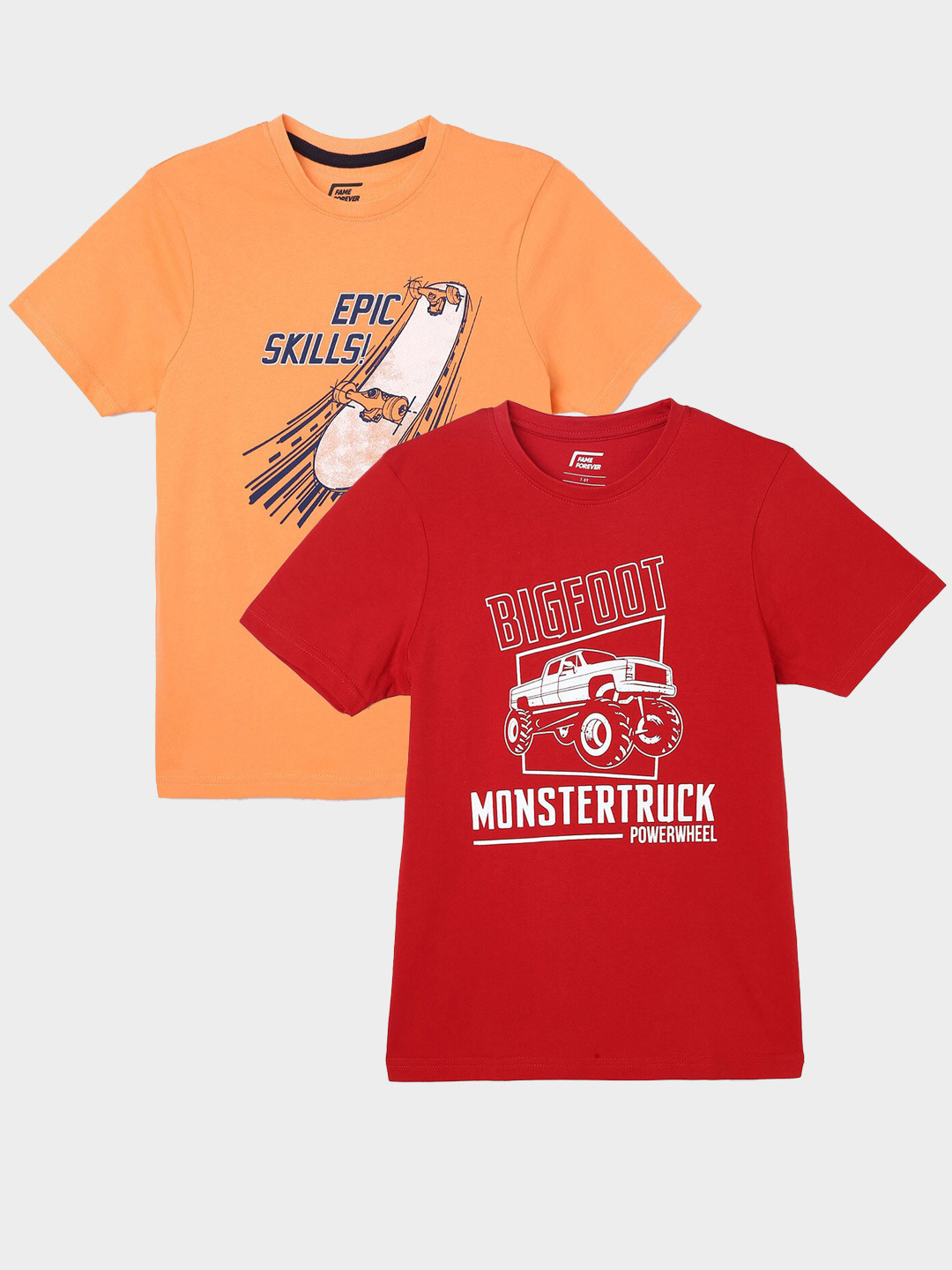 

Fame Forever by Lifestyle Boys Pack Of 2 Printed Cotton T-Shirts, Red