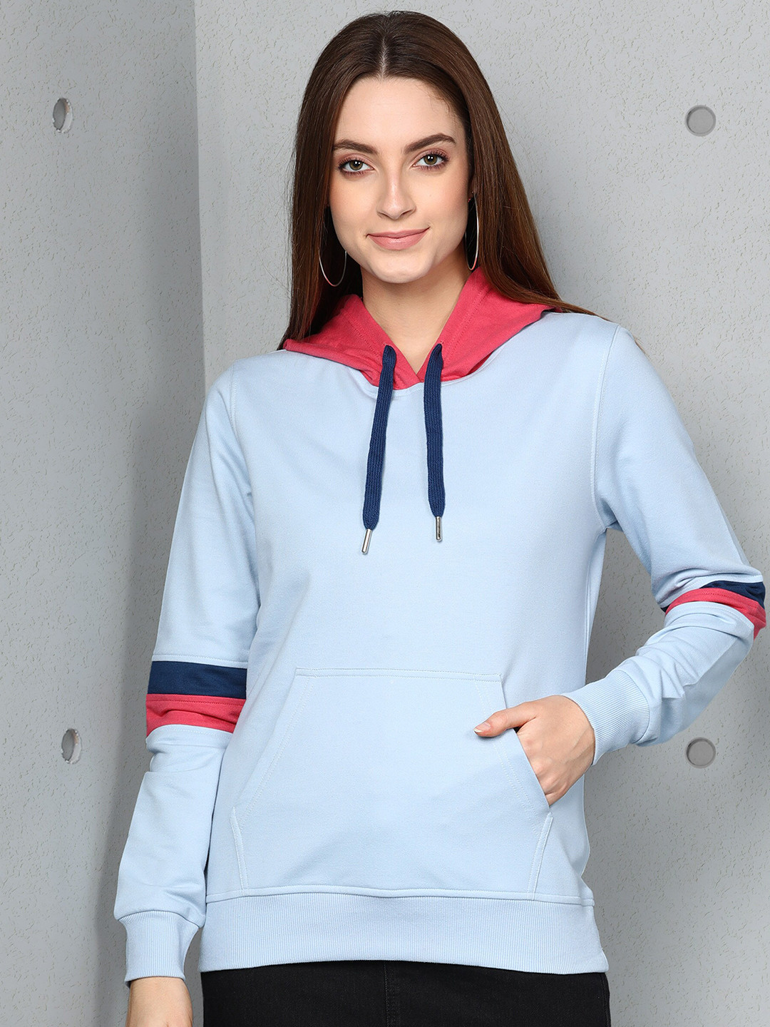 

Metronaut Colourblocked Full Sleeve Hooded Sweatshirt, Blue