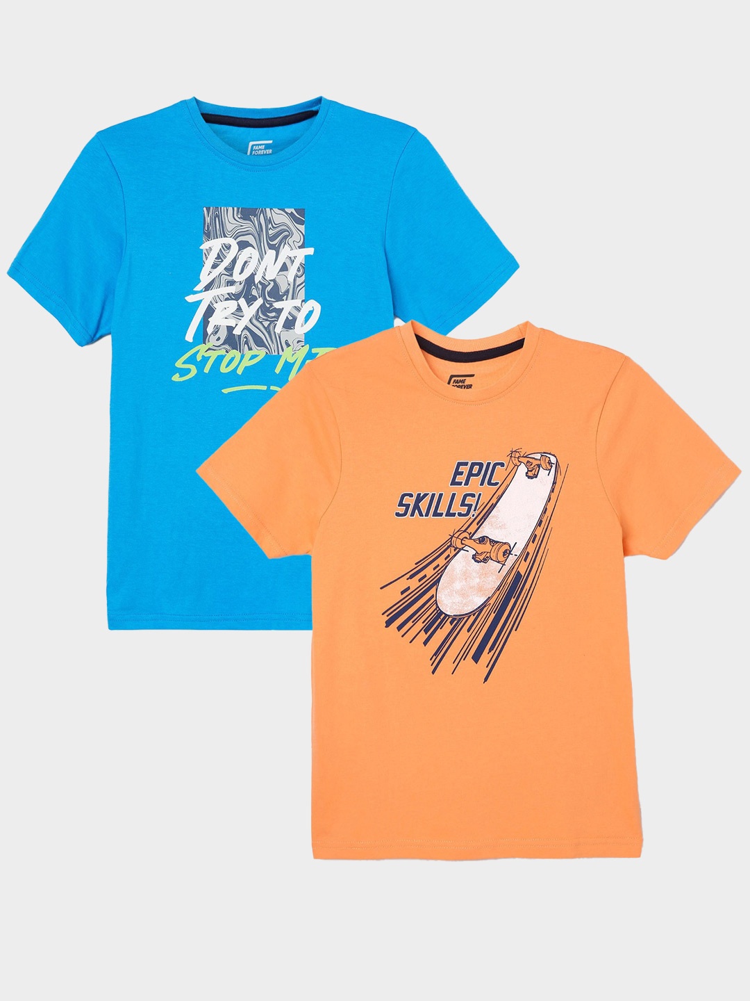 

Fame Forever by Lifestyle Boys Pack Of 2 Printed Cotton T-Shirts, Coral
