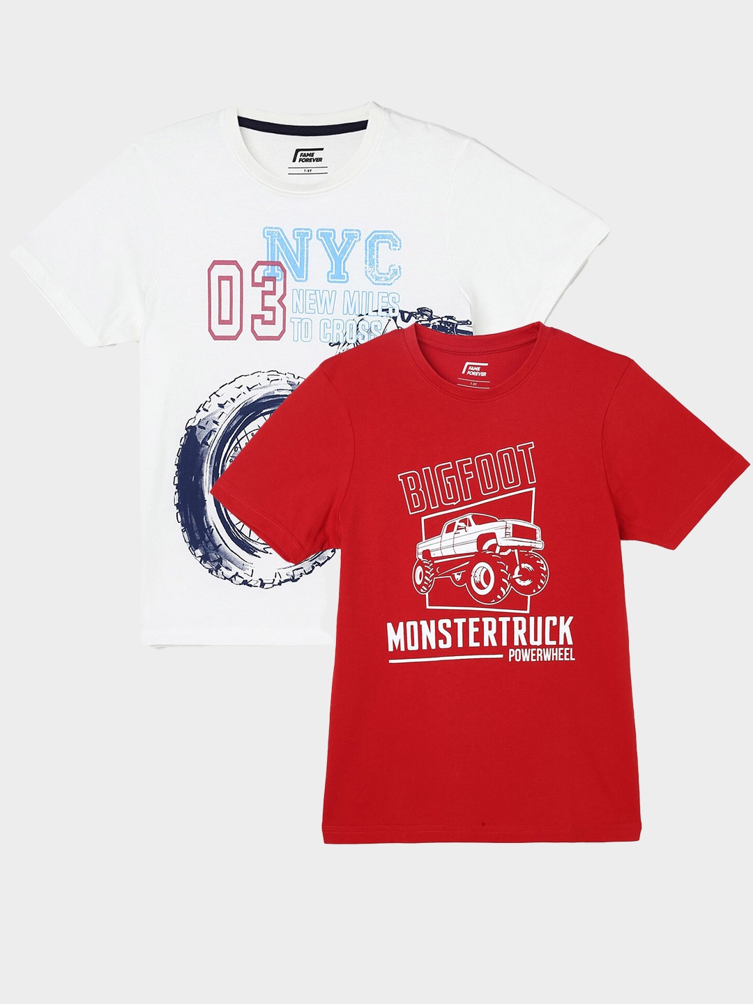 

Fame Forever by Lifestyle Boys Pack Of 2 Printed Cotton T-Shirts, Red