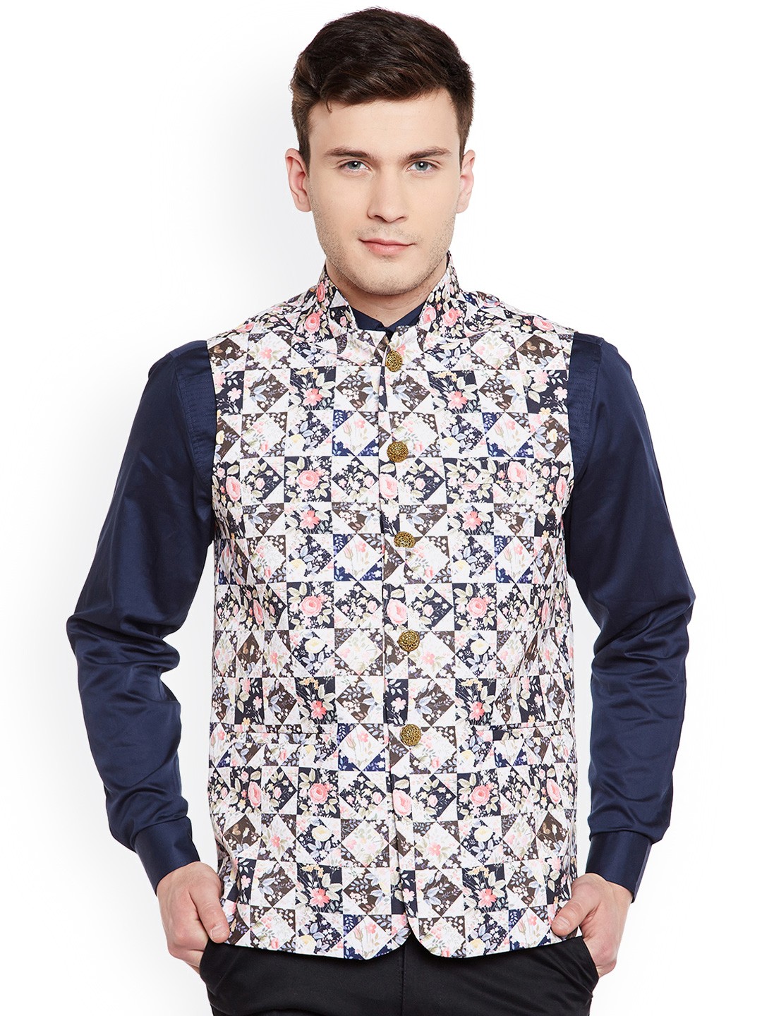 

Wintage Multicolored Printed Nehru Jacket, Multi