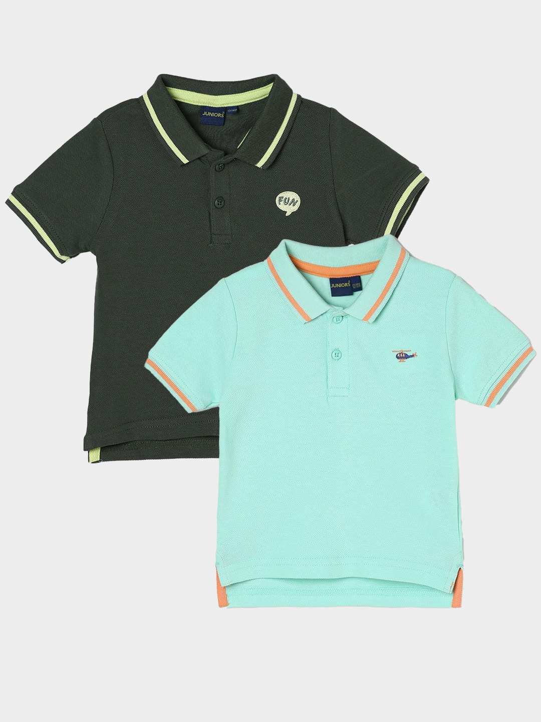 

Juniors by Lifestyle Boys Pack Of 2 Polo Collar Pure Cotton T-Shirts, Sea green