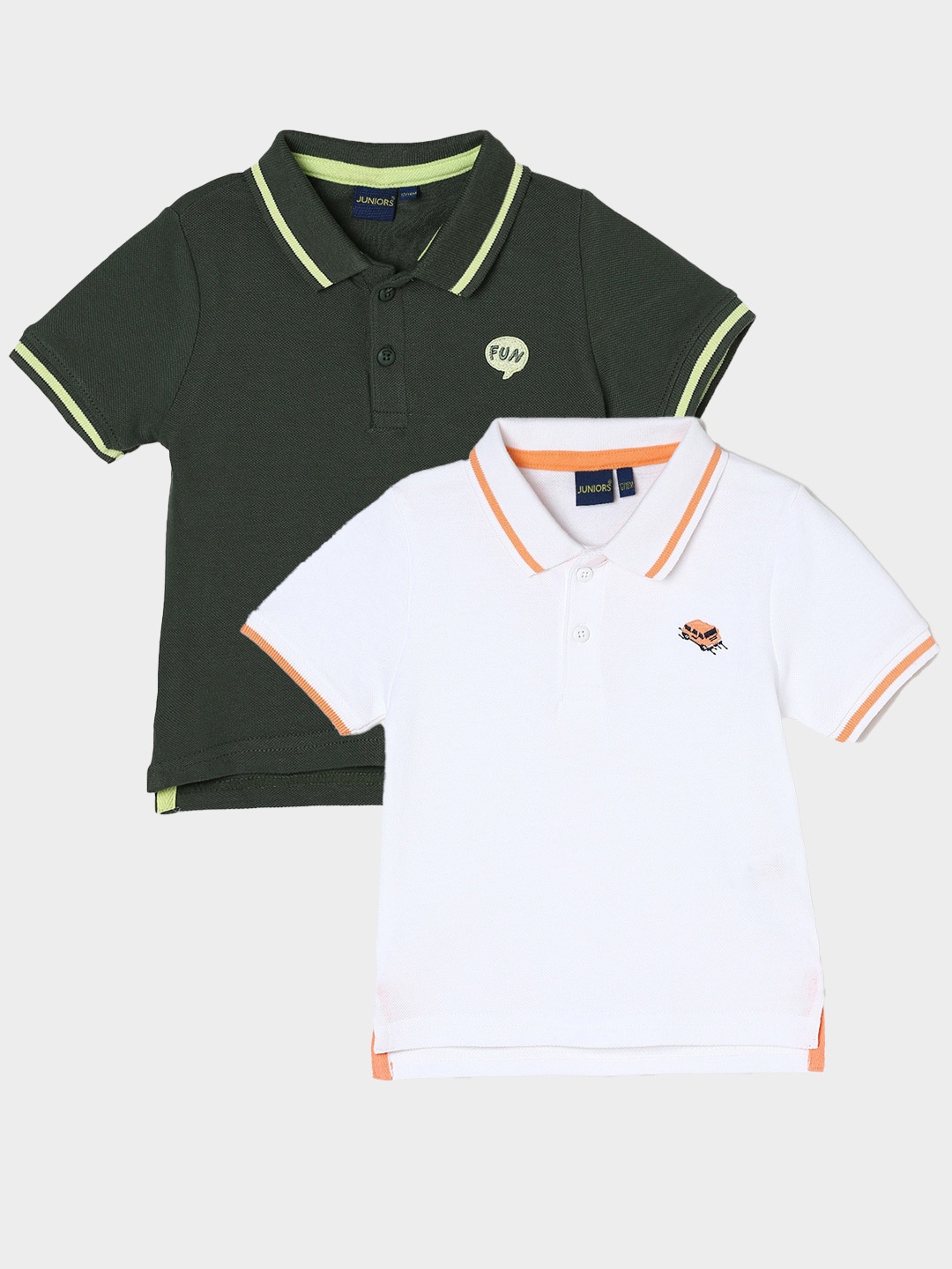 

Juniors by Lifestyle Boys Pack Of 2 Polo Collar Pure Cotton T-Shirts, White