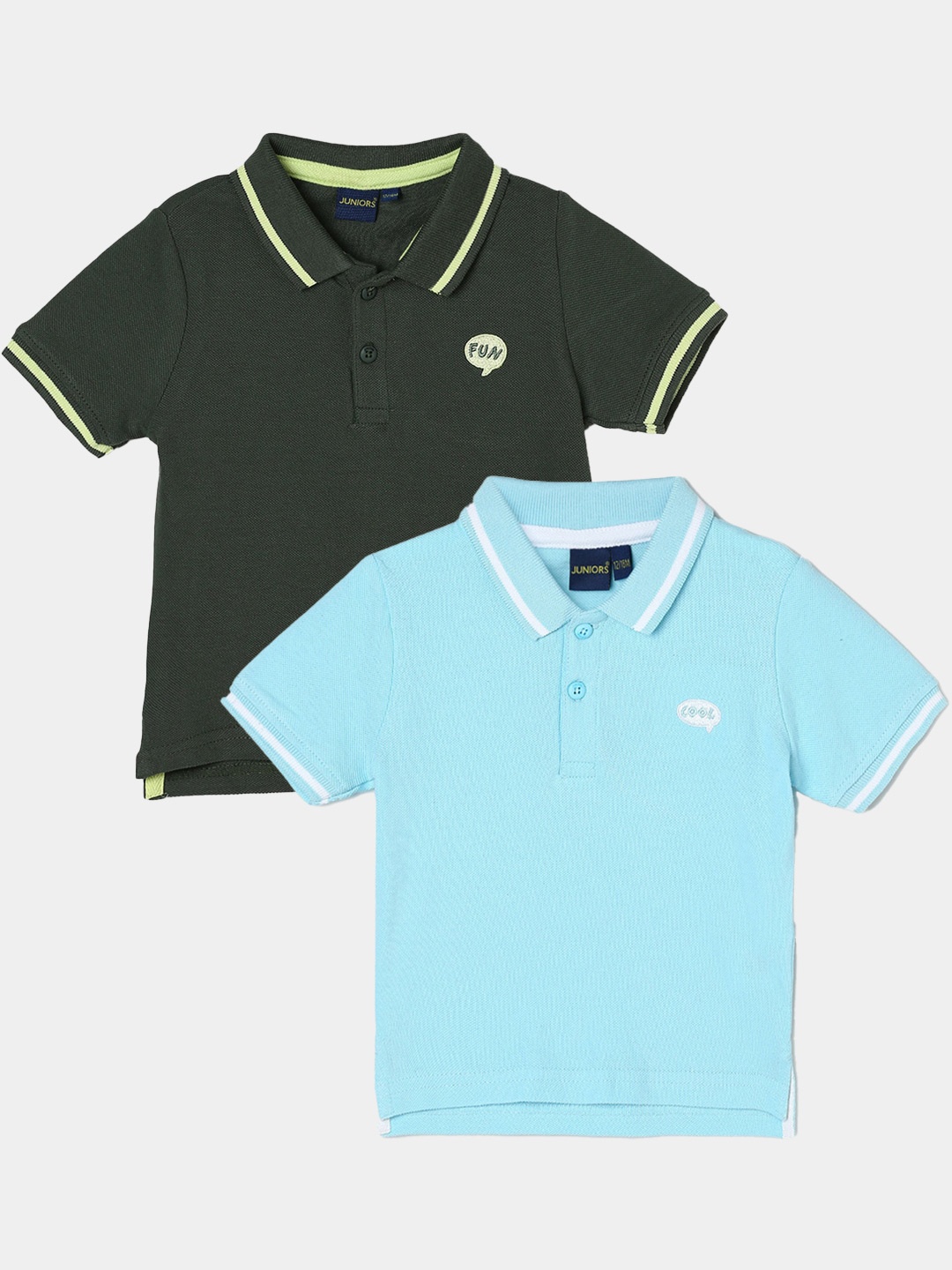 

Juniors by Lifestyle Pack Of 2 Polo Collar Pure Cotton T-Shirts, Blue