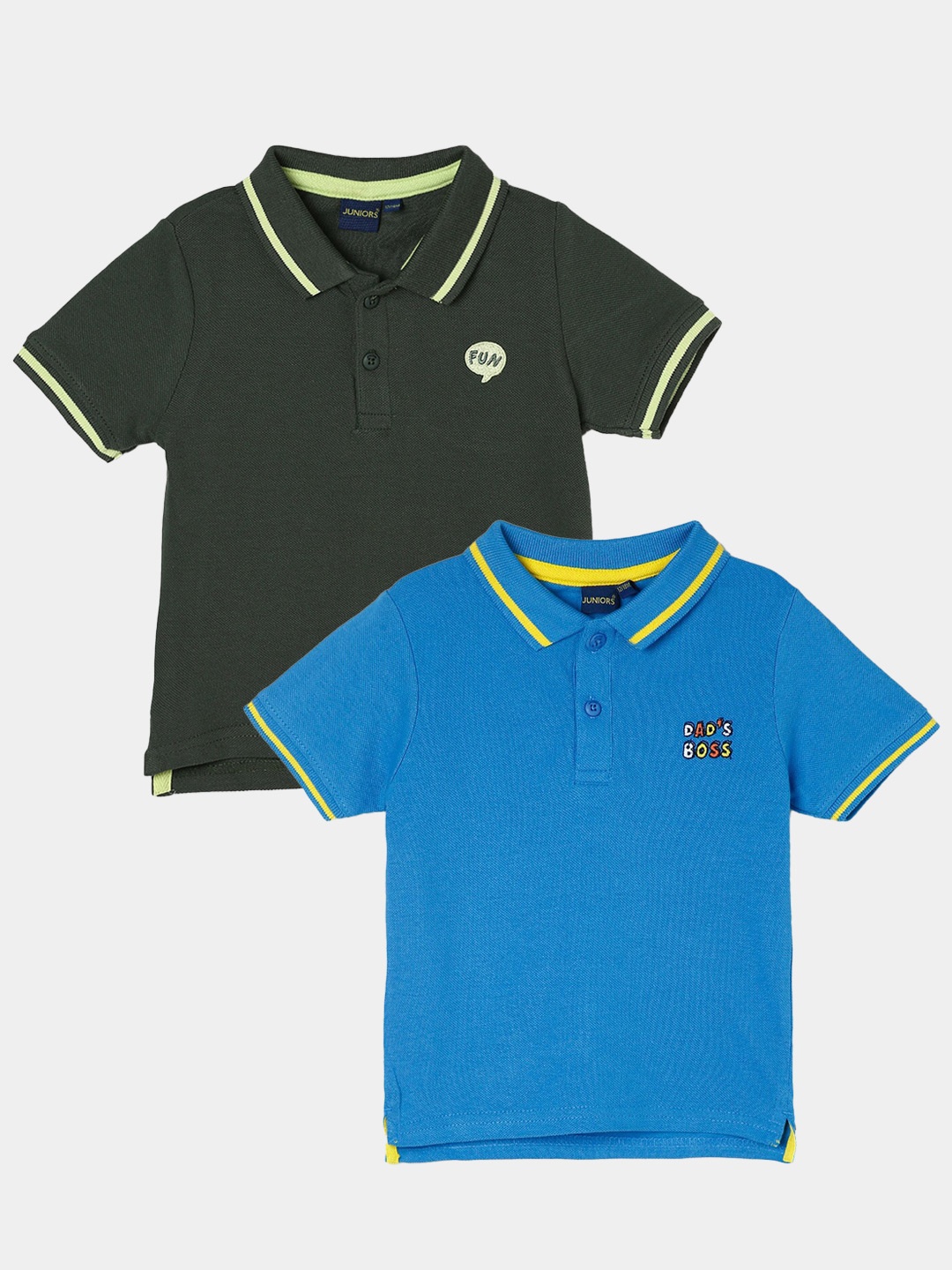 

Juniors by Lifestyle Pack Of 2 Polo Collar Cotton T-Shirts, Blue