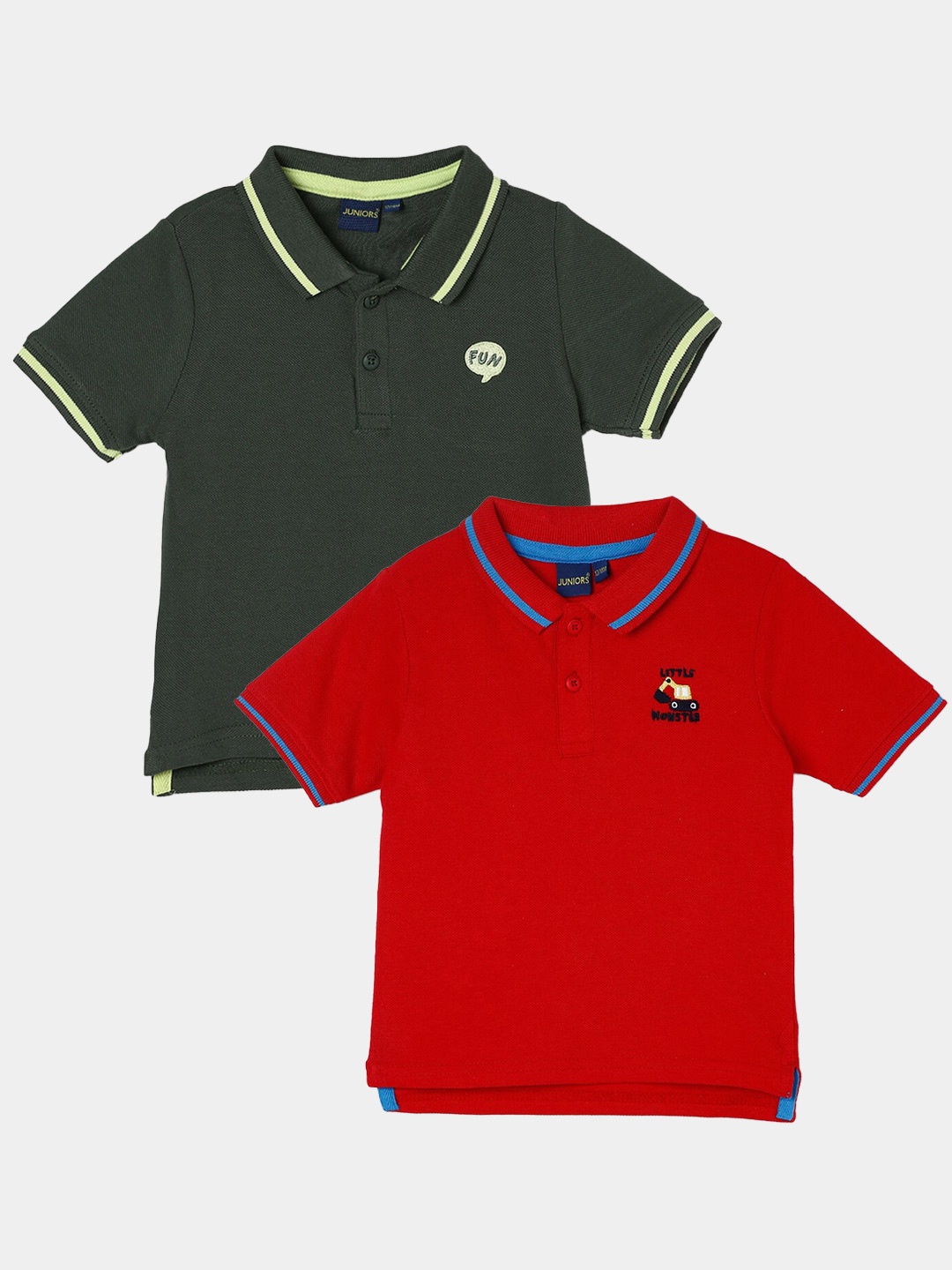 

Juniors by Lifestyle Pack Of 2 Polo Collar Cotton T-Shirts, Red