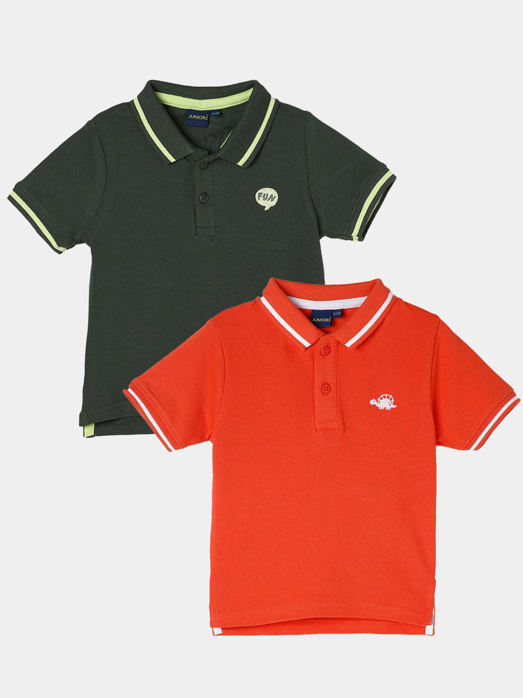 

Juniors by Lifestyle Pack Of 2 Polo Collar Pure Cotton T-Shirts, Orange