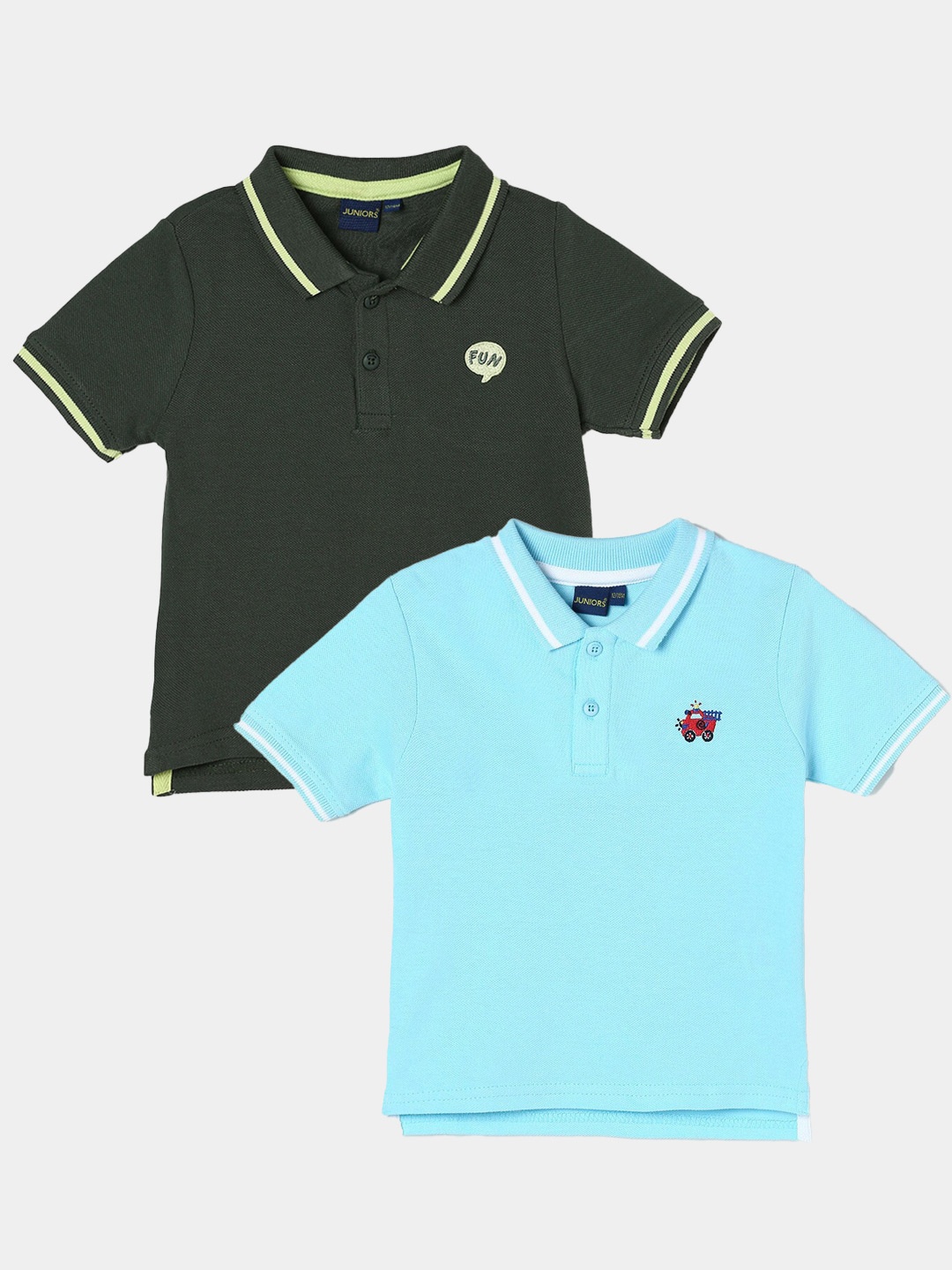 

Juniors by Lifestyle Pack Of 2 Polo Collar Pure Cotton T-Shirts, Blue