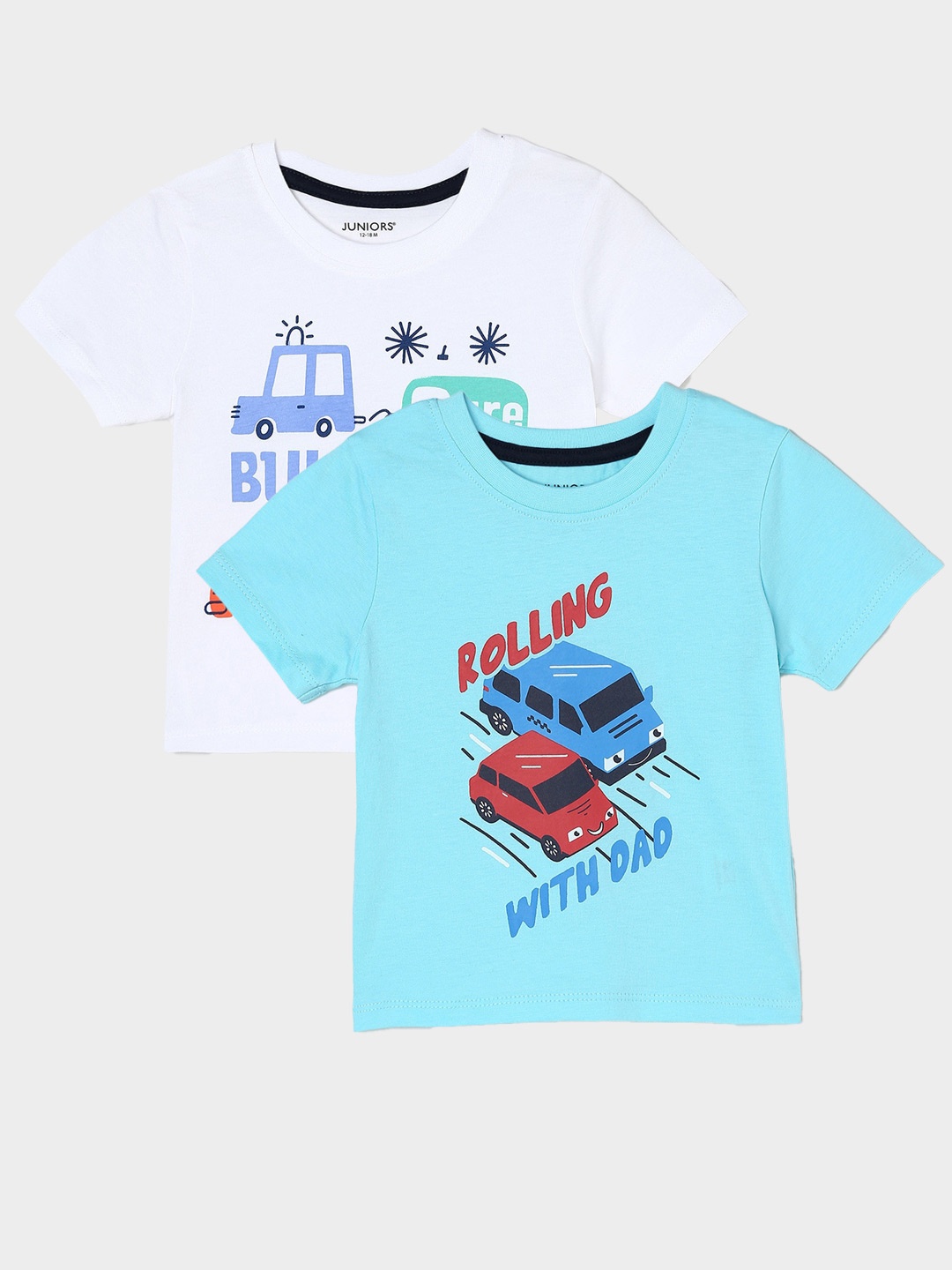 

Juniors by Lifestyle Pack Of 2 Printed Pure Cotton T-Shirts, Blue