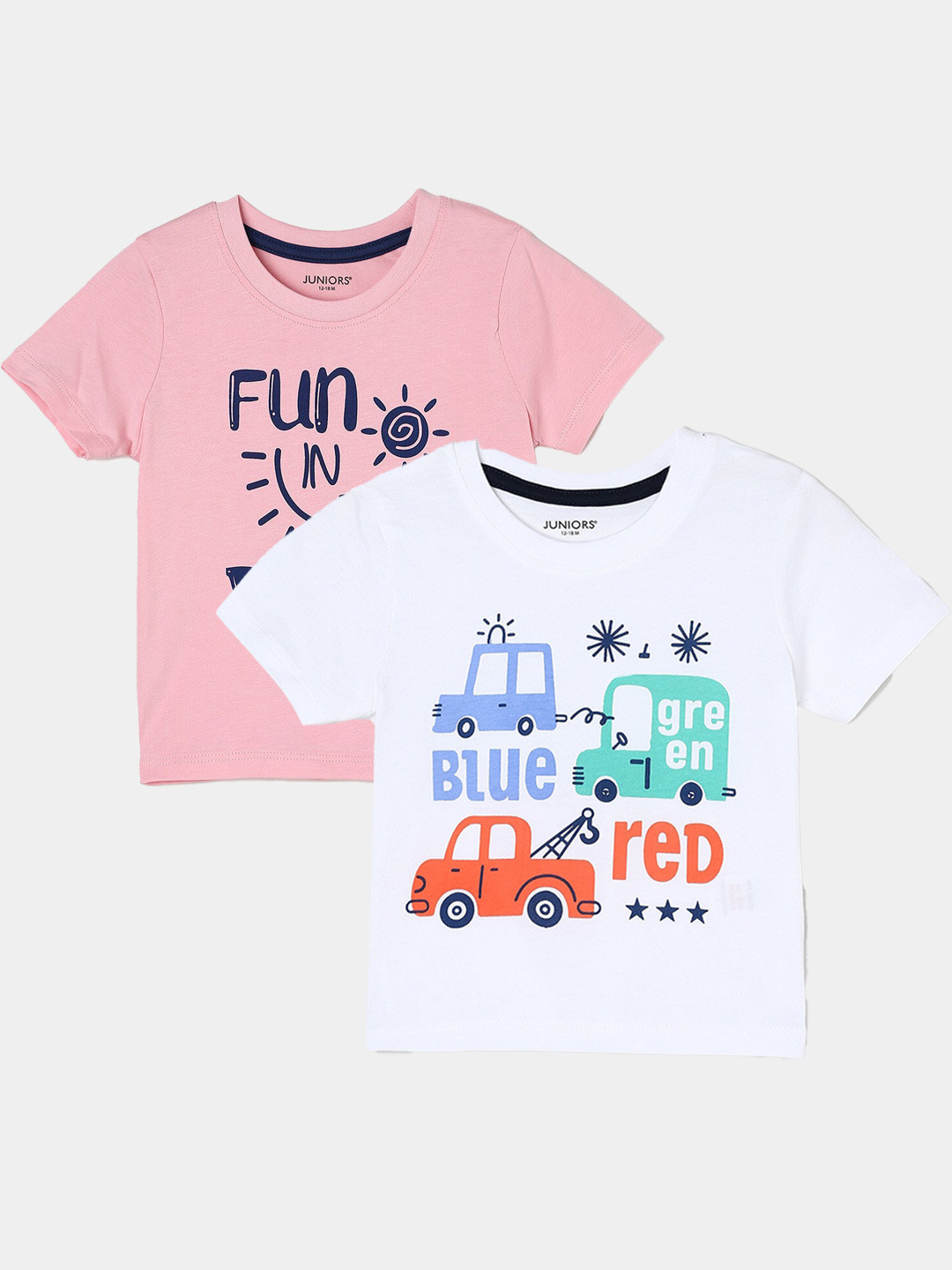 

Juniors by Lifestyle Pack Of 2 Printed Pure Cotton T-Shirts, White