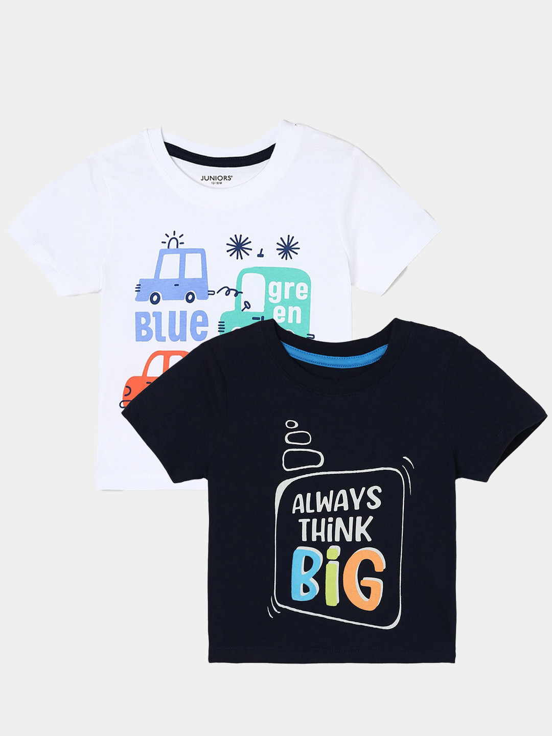 

Juniors by Lifestyle Pack Of 2 Printed Pure Cotton T-Shirts, Navy blue