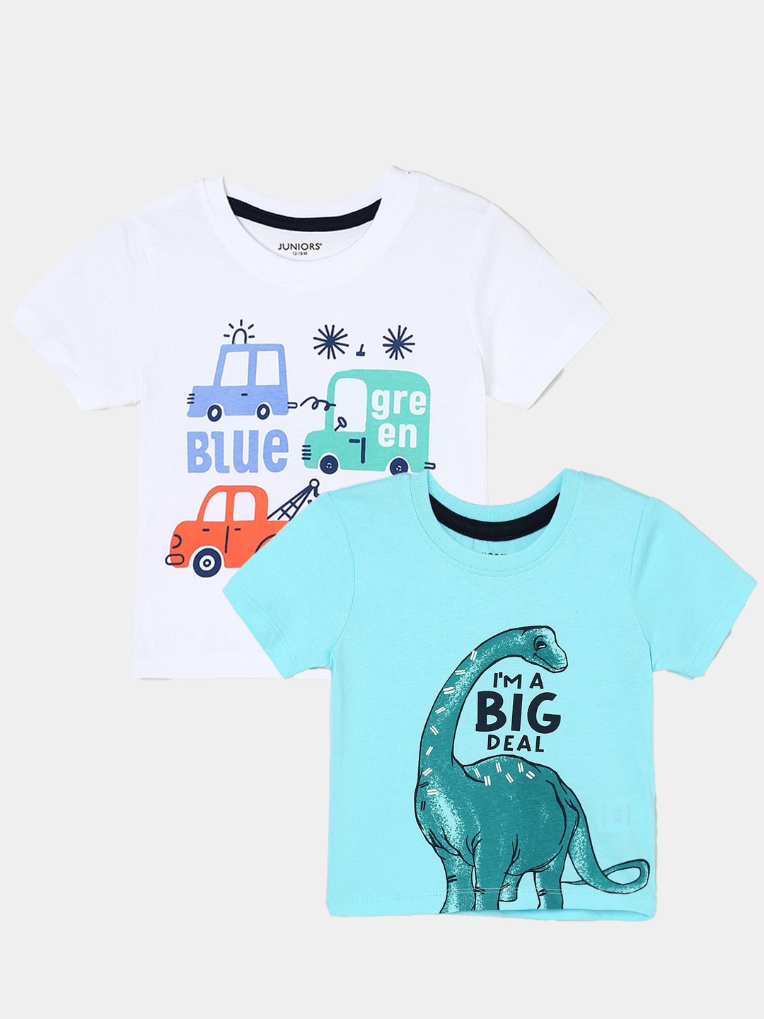 

Juniors by Lifestyle Pack Of 2 Printed Cotton T-Shirts, Blue
