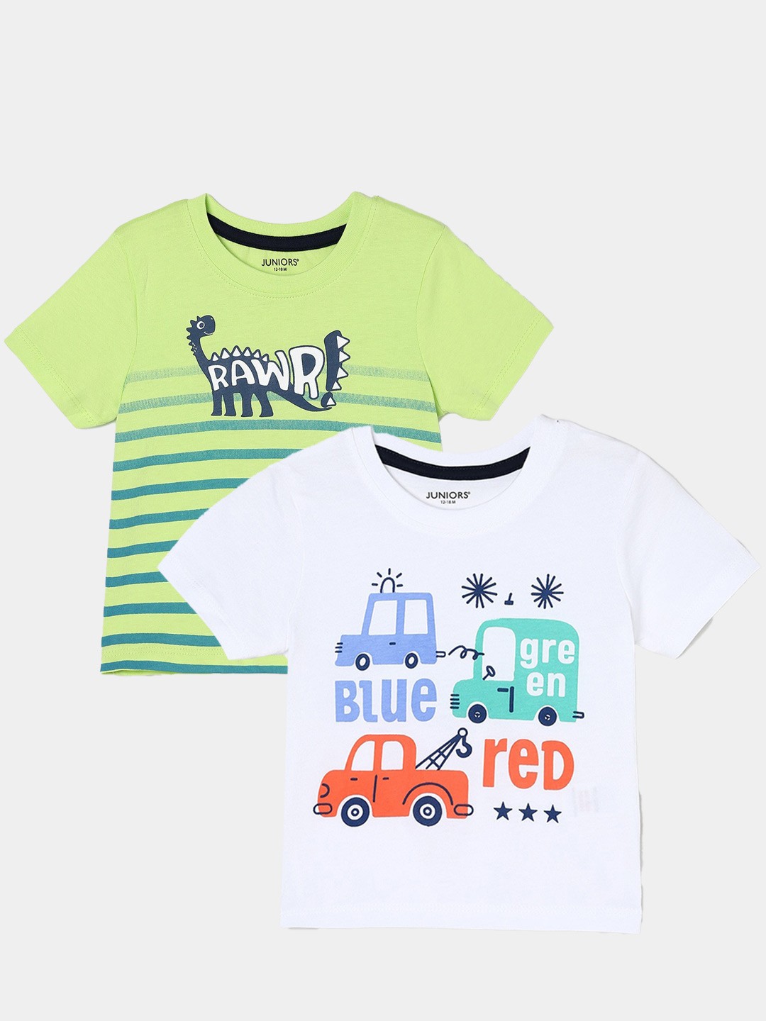 

Juniors by Lifestyle Pack Of 2 Printed Cotton T-Shirts, White