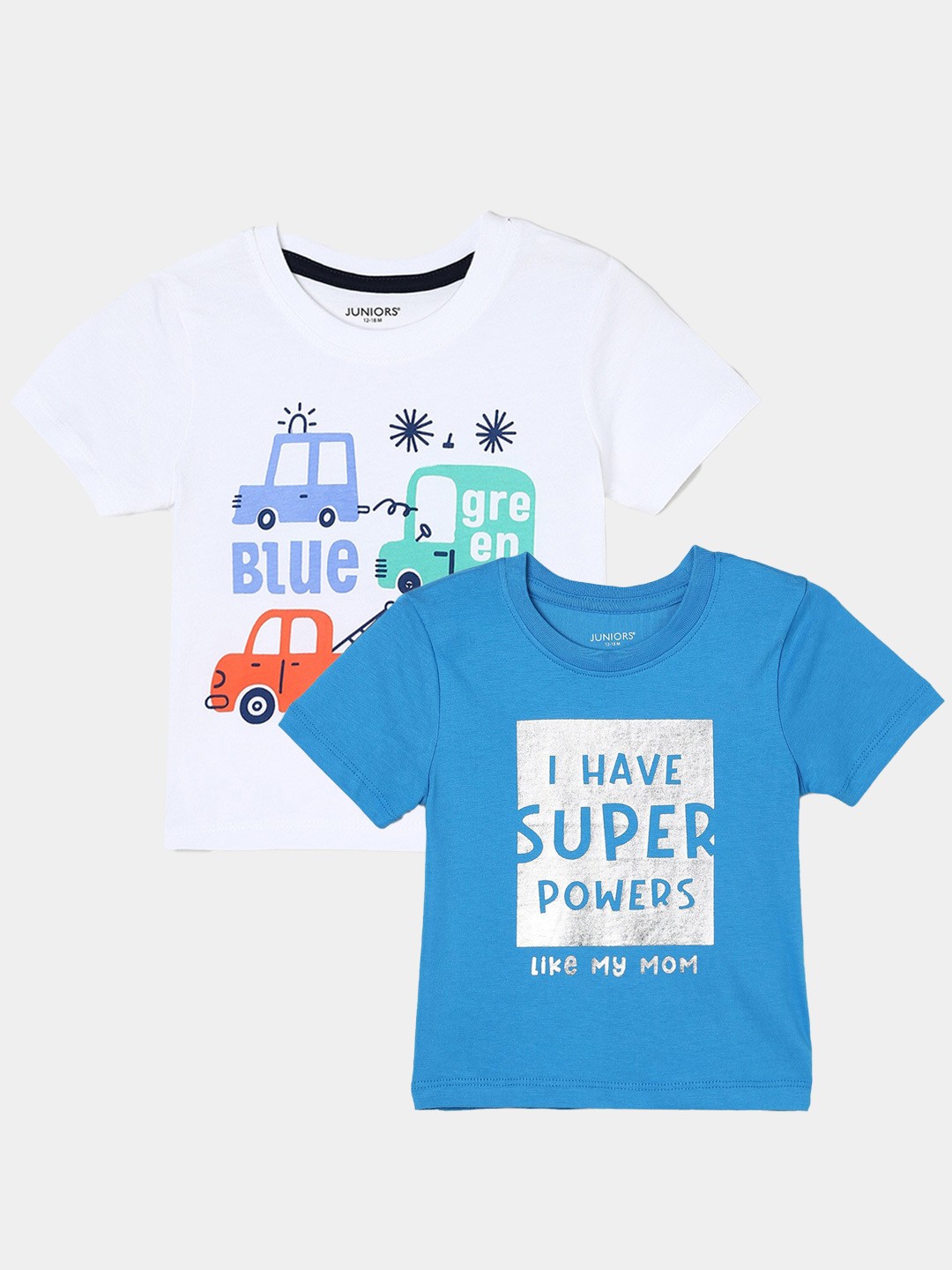 

Juniors by Lifestyle Pack Of 2 Printed Cotton T-Shirts, Blue