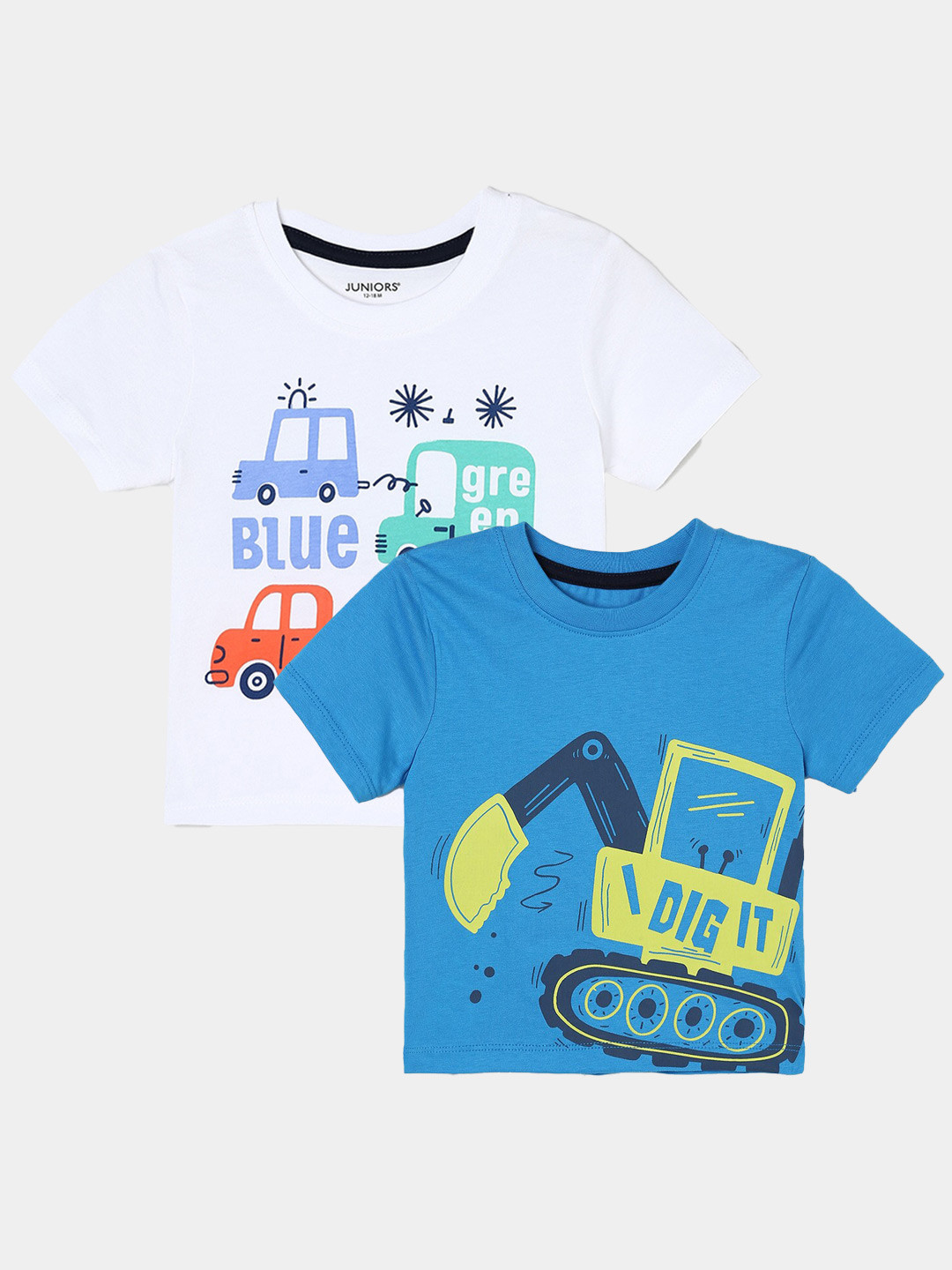 

Juniors by Lifestyle Pack Of 2 Printed Cotton T-Shirts, Blue