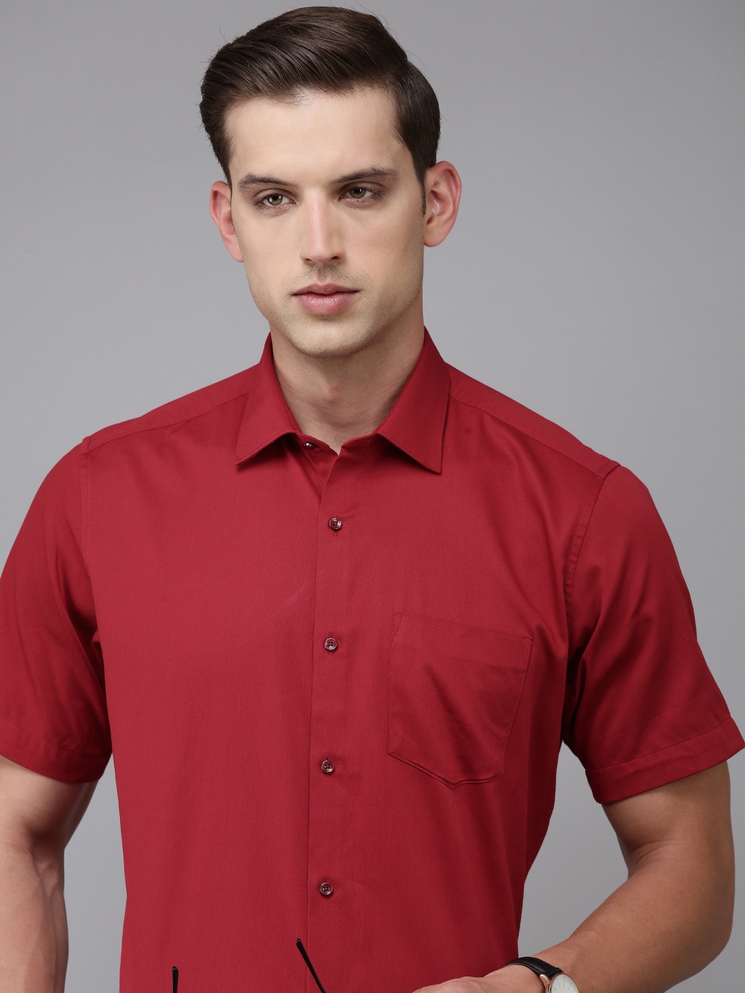 

Van Heusen Custom Textured Pure Cotton Formal Shirt, Red