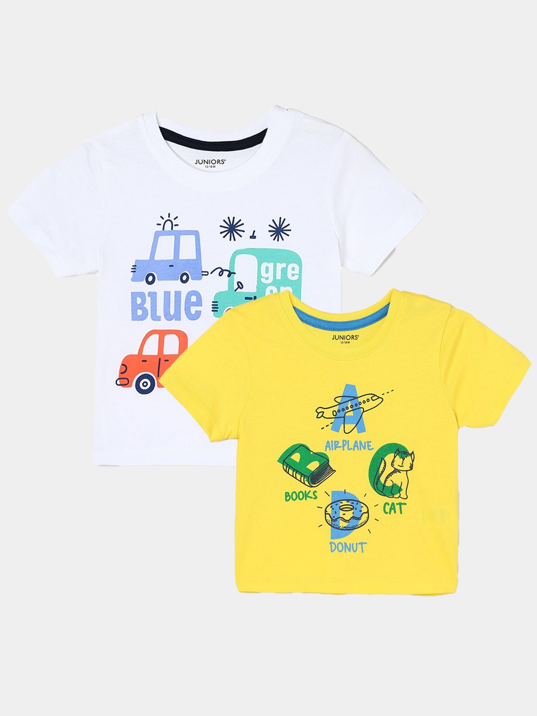 

Juniors by Lifestyle Pack Of 2 Printed Cotton T-Shirts, Yellow