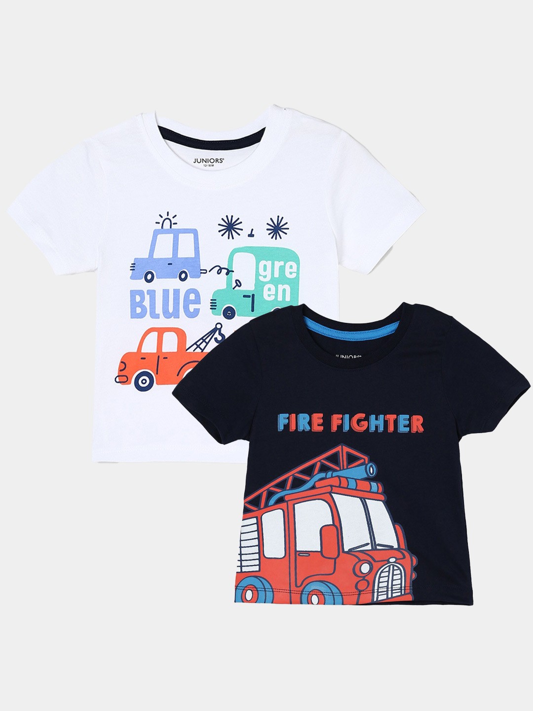 

Juniors by Lifestyle Pack Of 2 Printed Cotton T-Shirts, Navy blue