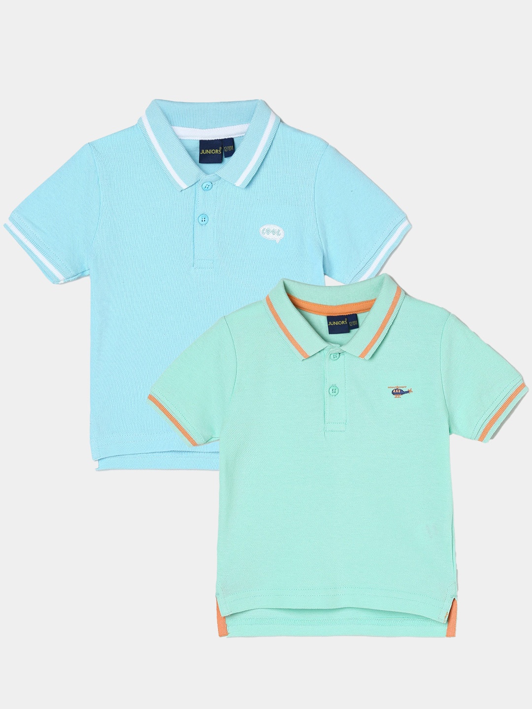 

Juniors by Lifestyle Pack Of 2 Polo Collar Pure Cotton T-Shirts, Green