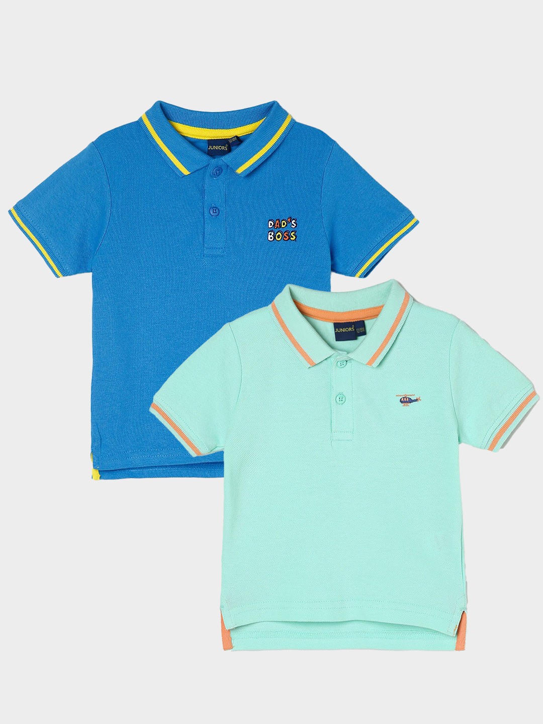 

Juniors by Lifestyle Pack Of 2 Polo Collar Cotton T-Shirts, Green