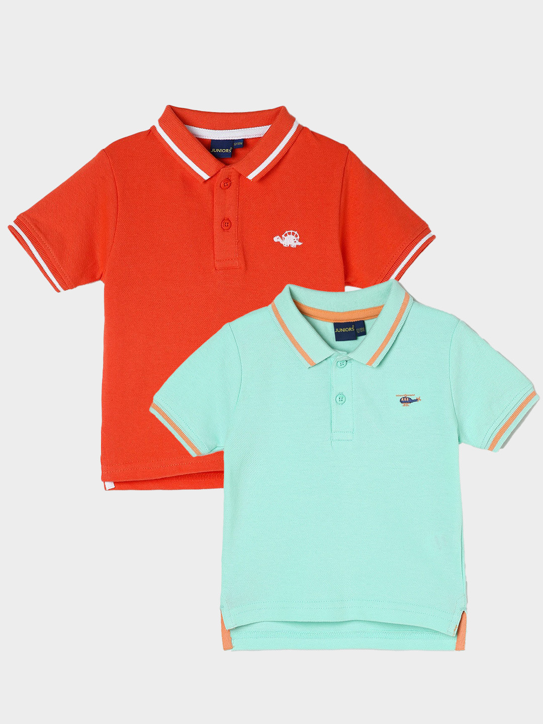 

Juniors by Lifestyle Pack Of 2 Polo Collar Cotton T-Shirts, Green