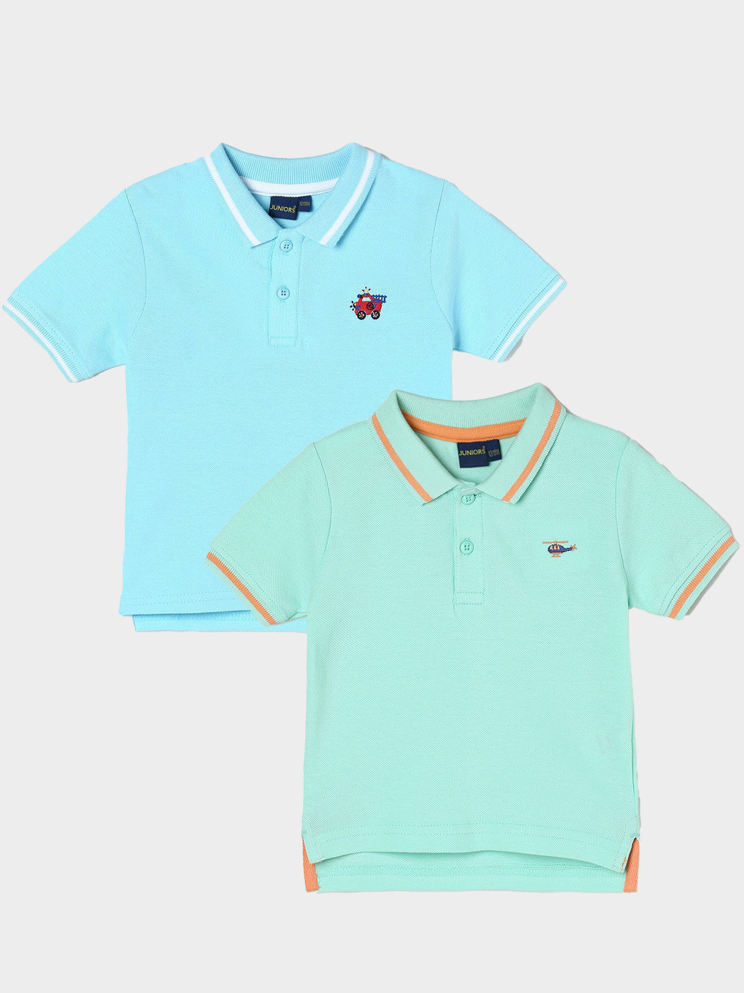 

Juniors by Lifestyle Pack Of 2 Polo Collar Pure Cotton T-Shirts, Green