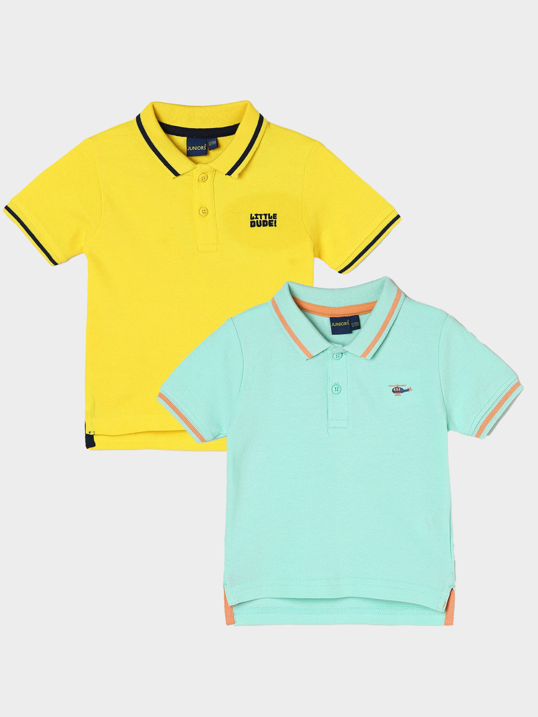 

Juniors by Lifestyle Pack Of 2 Polo Collar Pure Cotton T-Shirts, Green