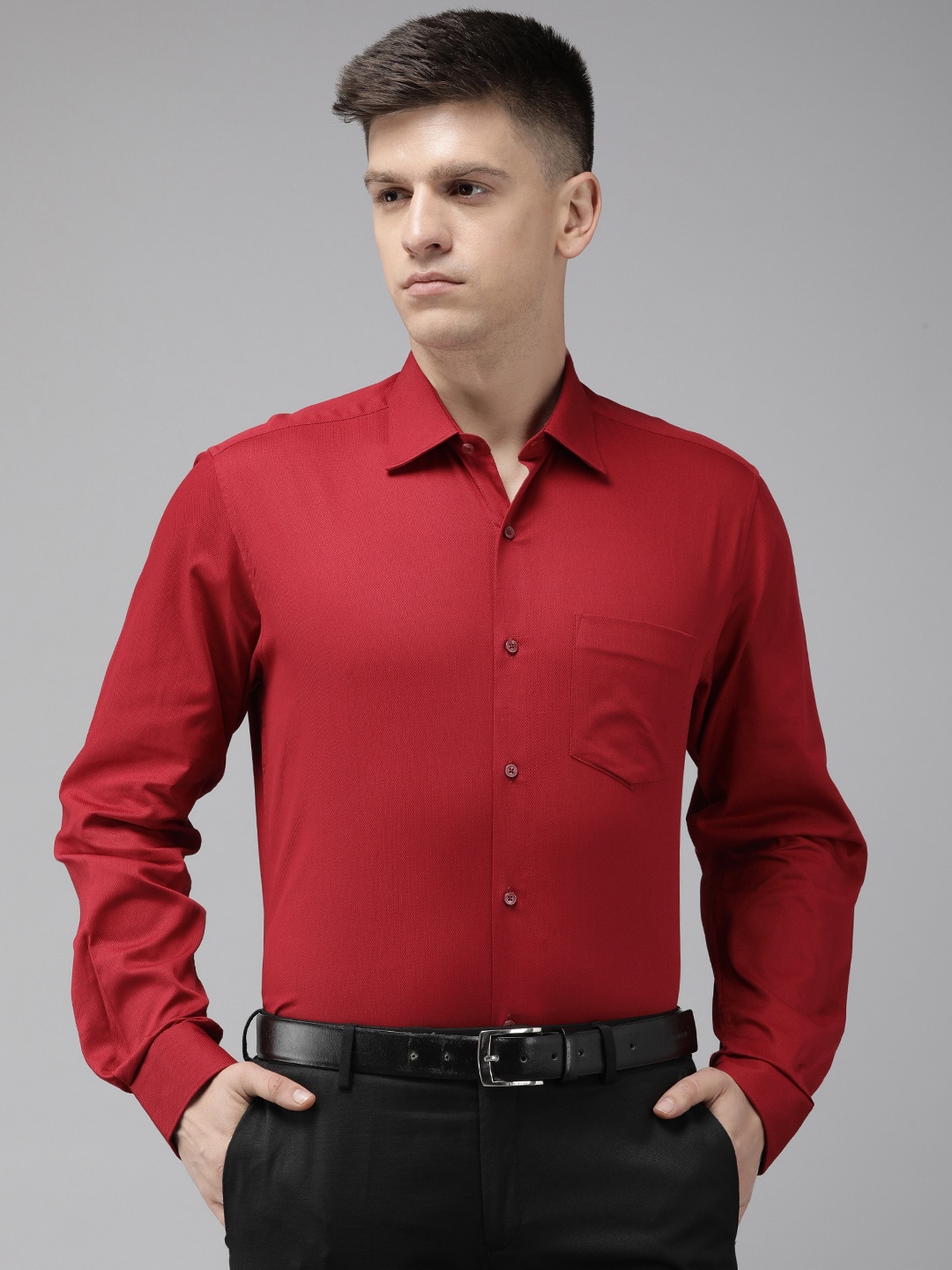

Van Heusen Pure Cotton Custom Fit Opaque Formal Shirt, Red