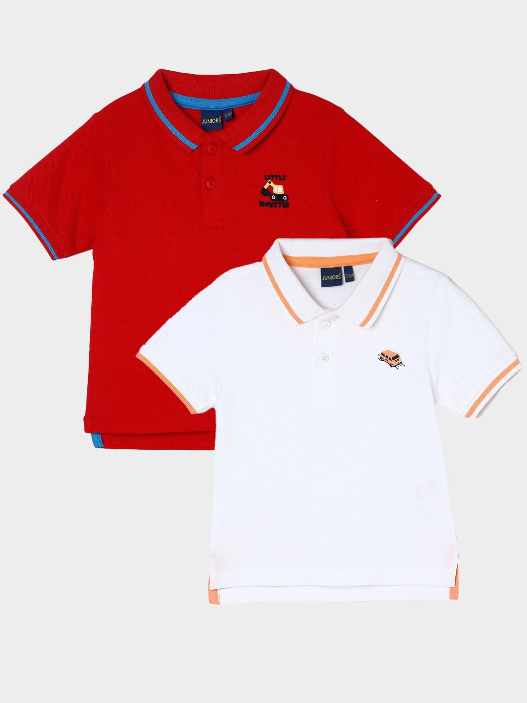 

Juniors by Lifestyle Pack Of 2 Polo Collar Cotton T-Shirts, White
