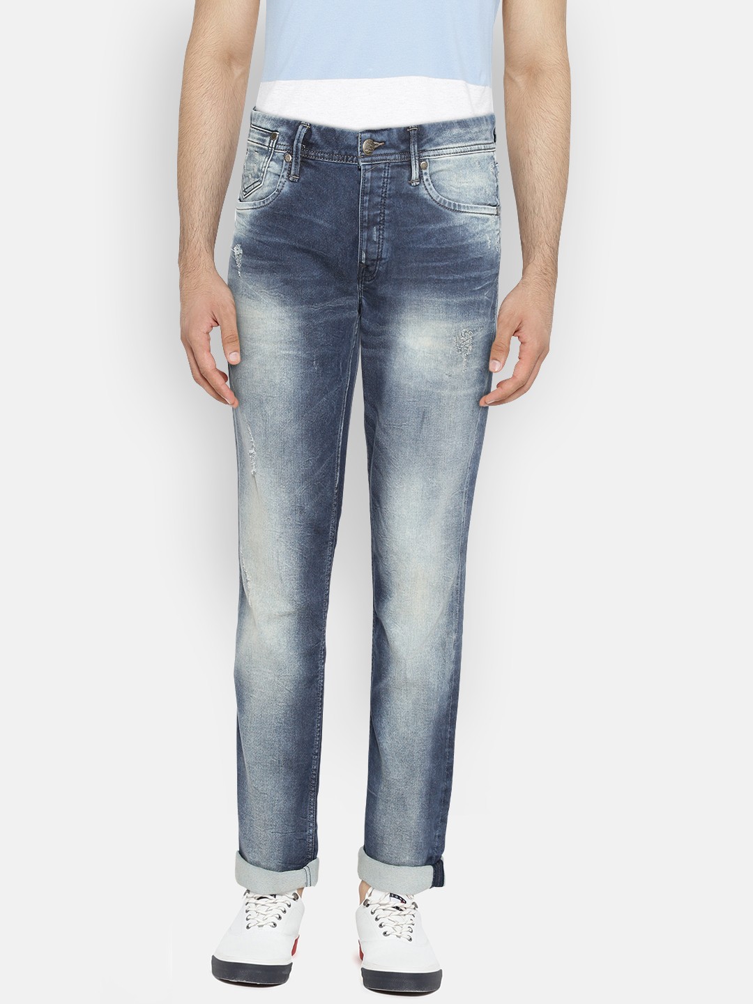 

Jack & Jones Men Blue Regular Fit Low-Rise Mildly Distressed Jeans
