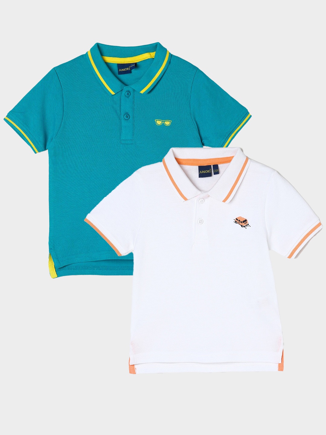 

Juniors by Lifestyle Pack Of 2 Polo Collar Pure Cotton T-Shirts, White